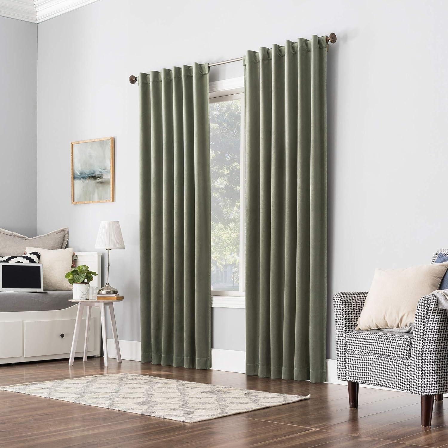 Sun Zero Velvet Noise Reducing Thermal Extreme 100% Blackout Back Tab Curtain Panel