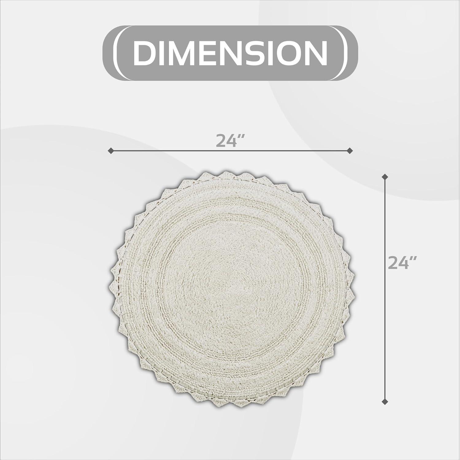 Better Trends Lilly Crochet 100% Cotton Tufted Reversible Bath Rug 24" Round - Ivory