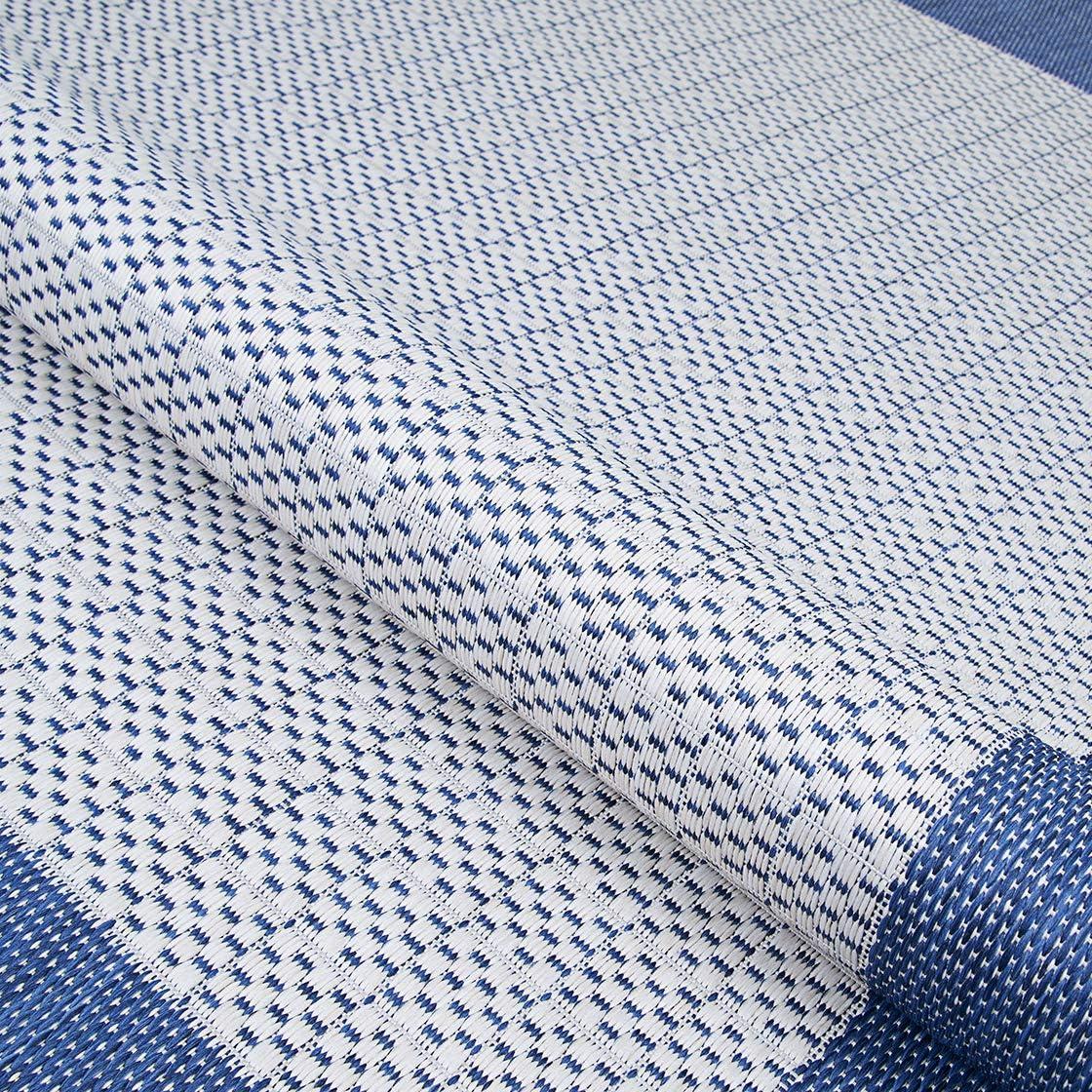 Couristan Recife Checkered Field Indoor / Outdoor Area Rug, Ivory- Indigo Blue, 7'6" Square