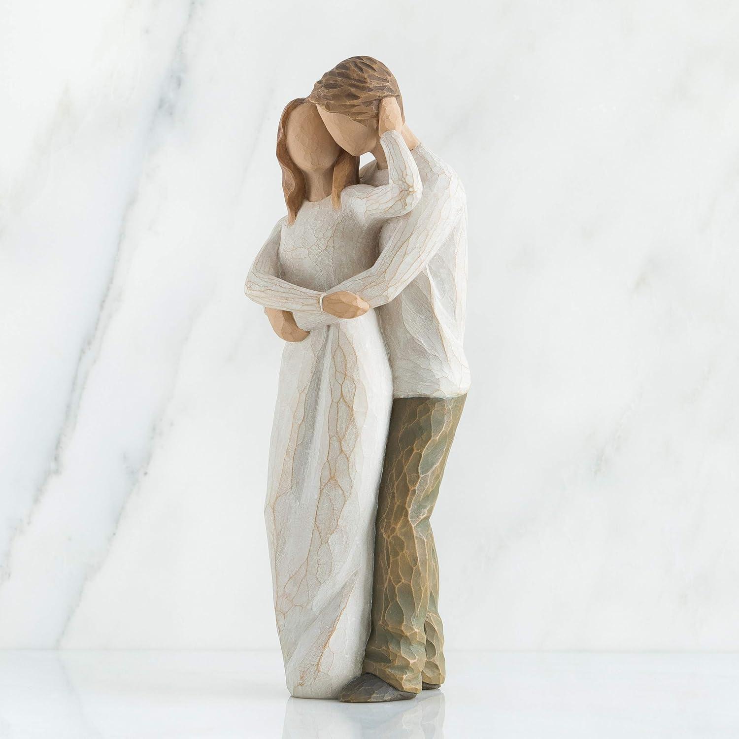 Hand-Painted Resin Couple Embrace Figurine, 9-inch