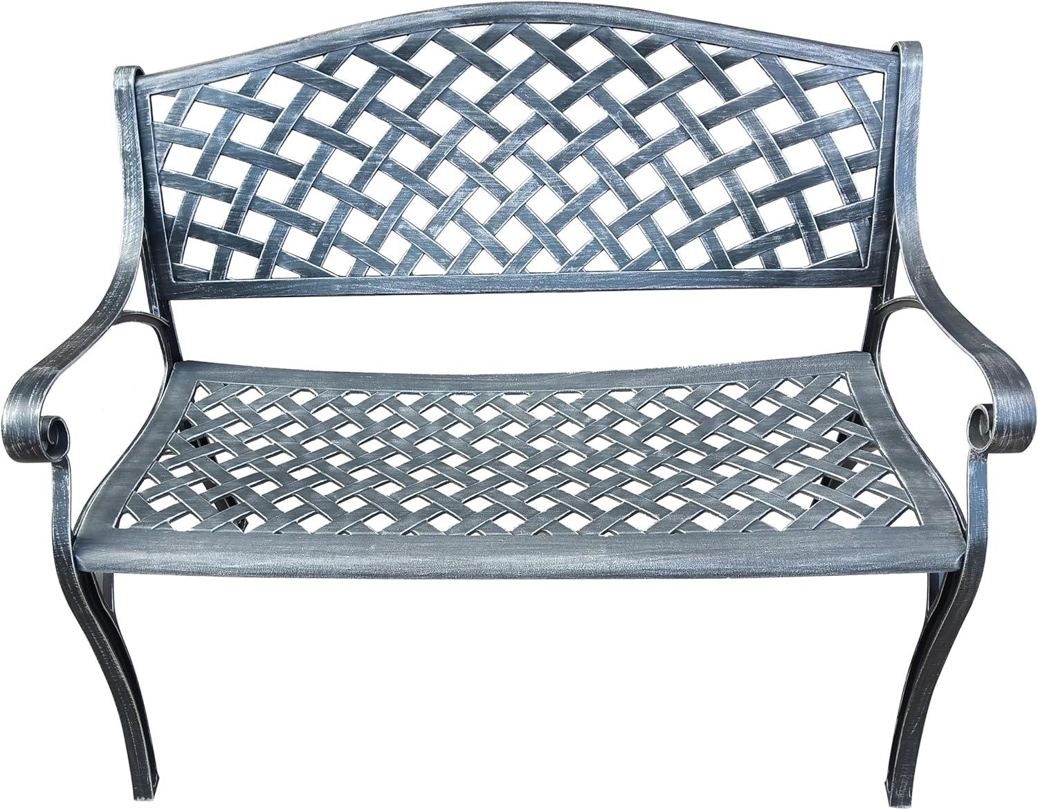 Modern Aluminum Patio Bench - Gray - Oakland Living
