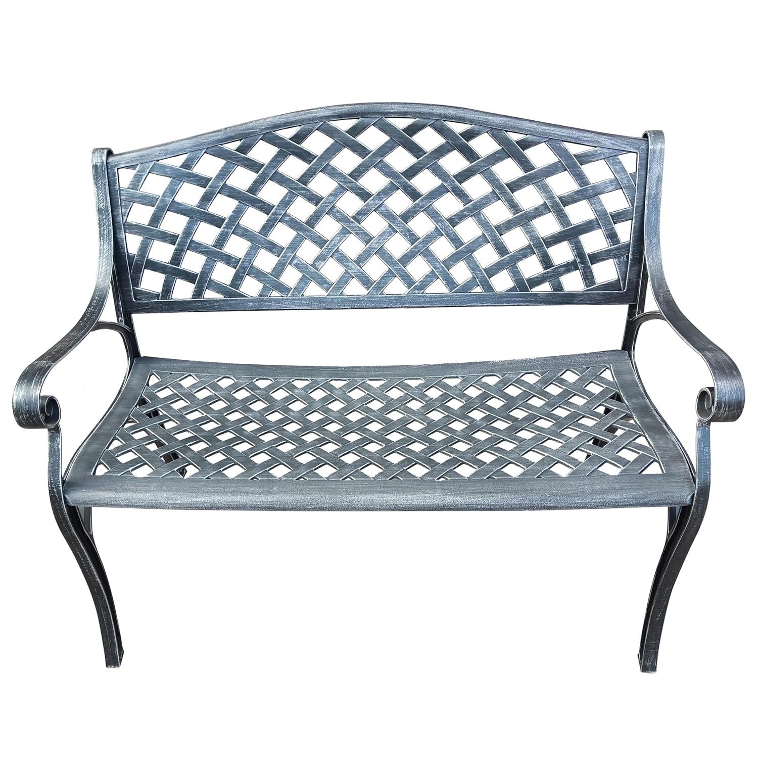 Modern Aluminum Patio Bench - Gray - Oakland Living