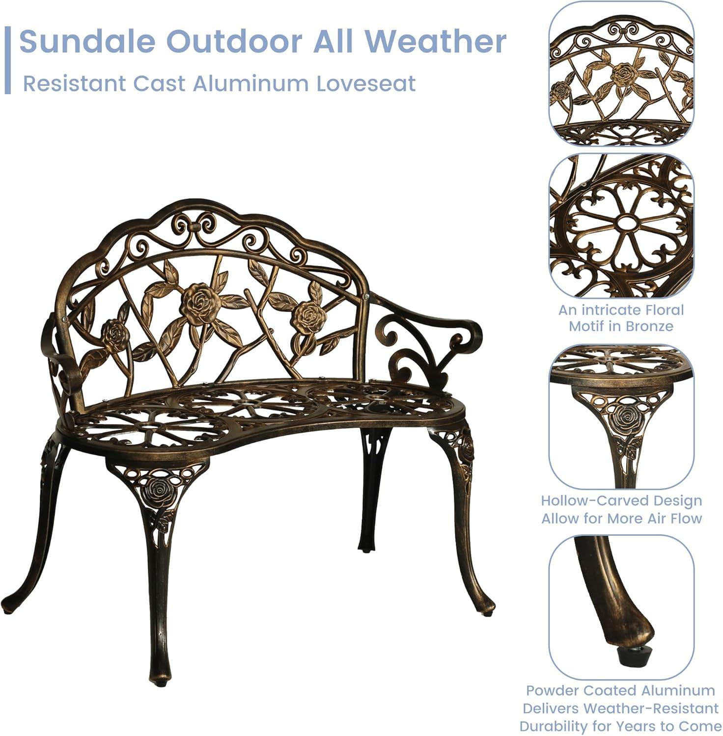 Bloomsbury Market Busselton Round 4 - Person Cast Aluminum Patio Bistro Set Brown
