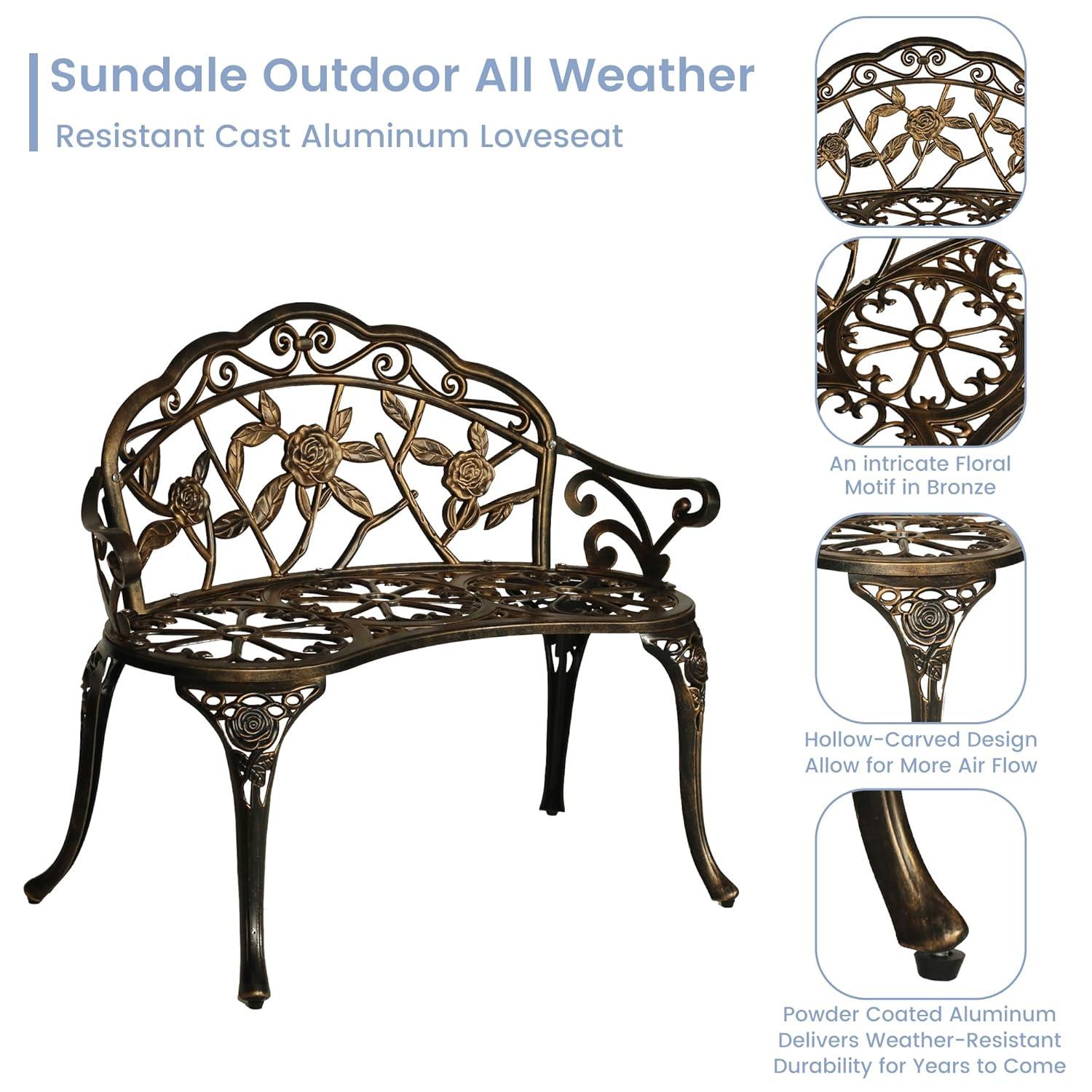 Bloomsbury Market Busselton Round 4 - Person Cast Aluminum Patio Bistro Set Brown