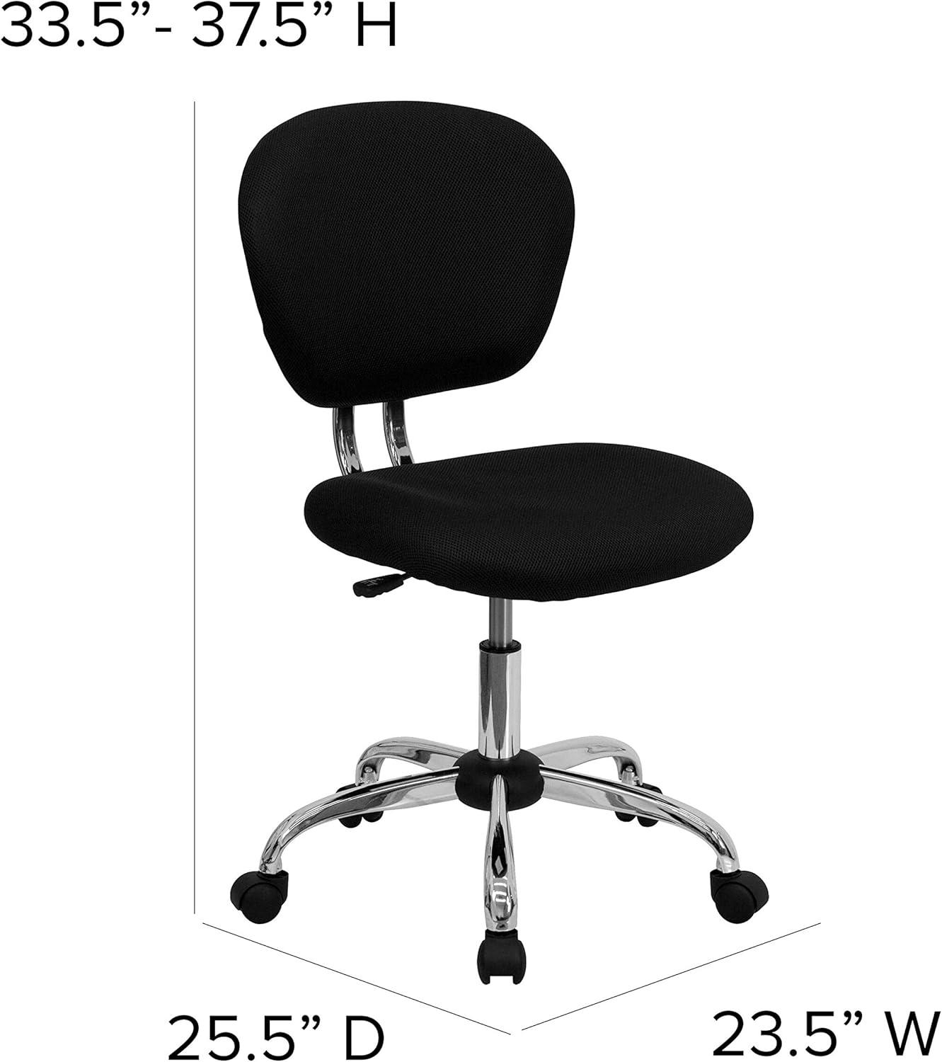 Flash Furniture Beverly Mid-Back Swivel Ergonomic Mesh Office Chair with Padded Seat, Black/Chrome