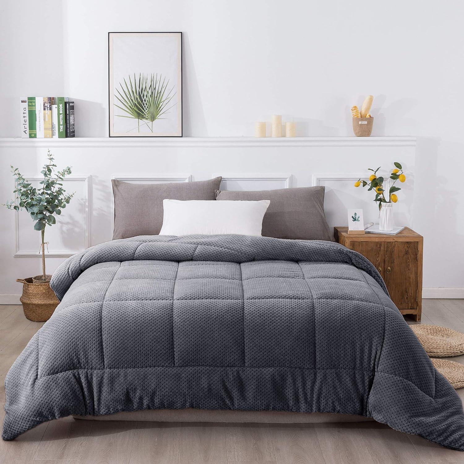 Twin Dark Grey Reversible Microfiber Duvet