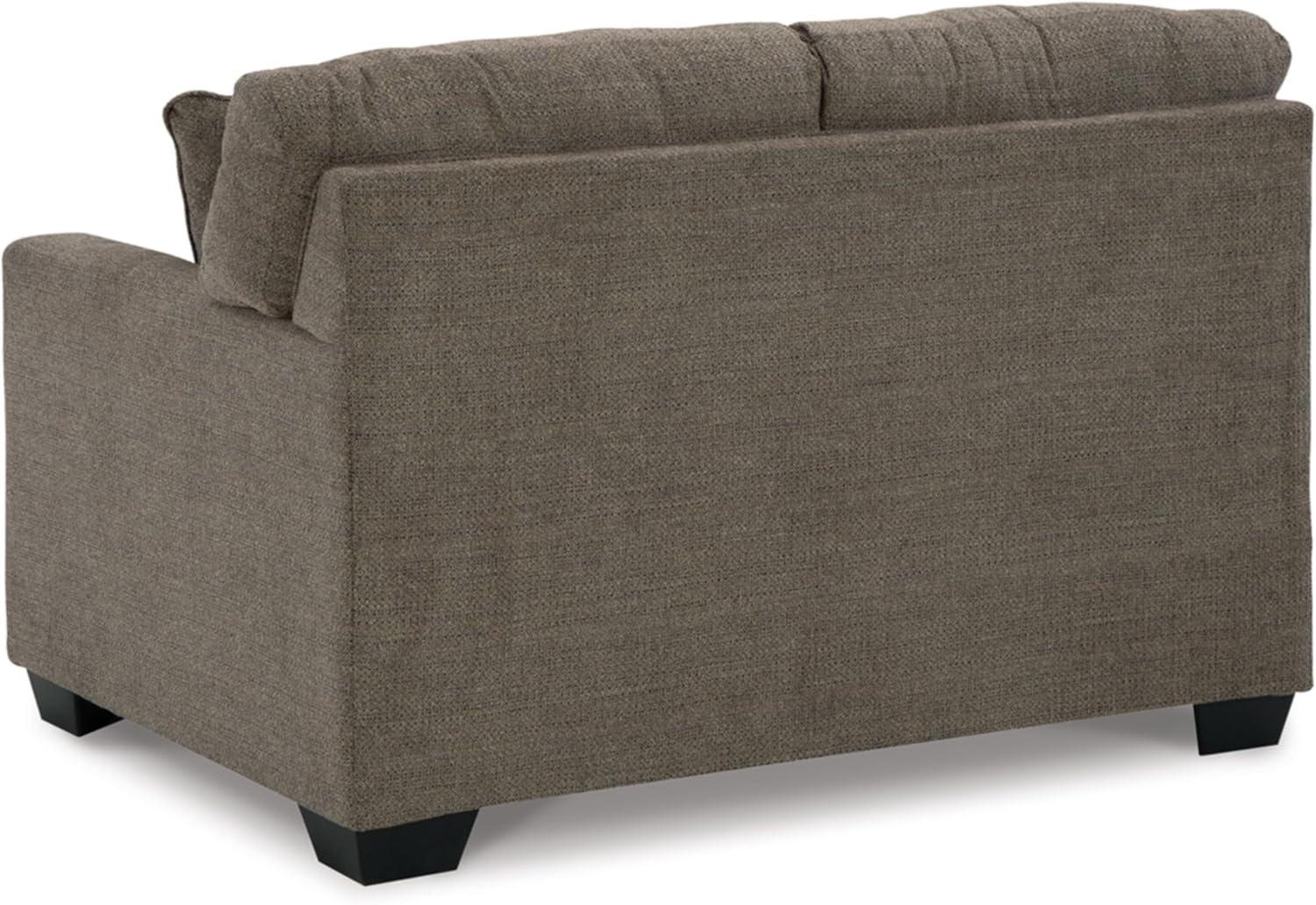 Chocolate Tufted Fabric Loveseat with Track Arms