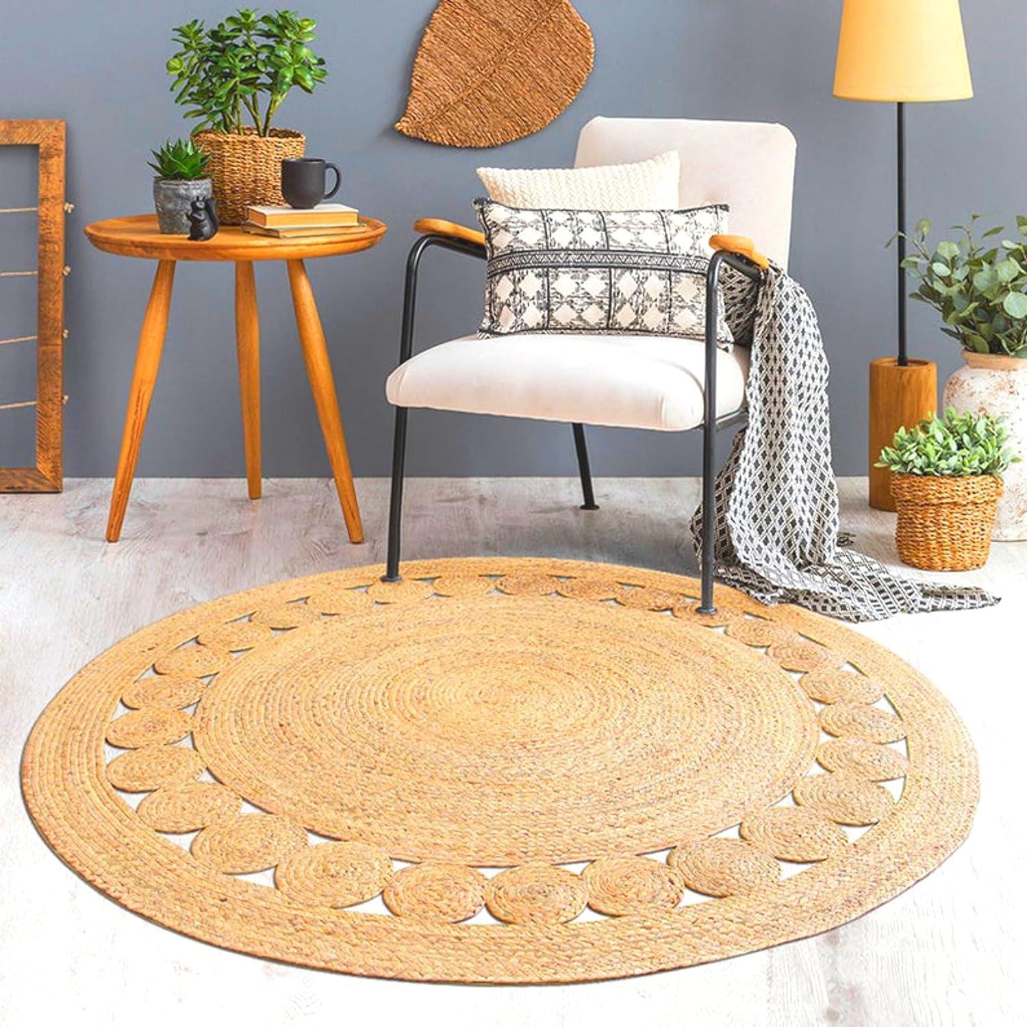 Natural Fiber NFB306 Hand Woven Area Rug - Natural - 4' round - Safavieh.