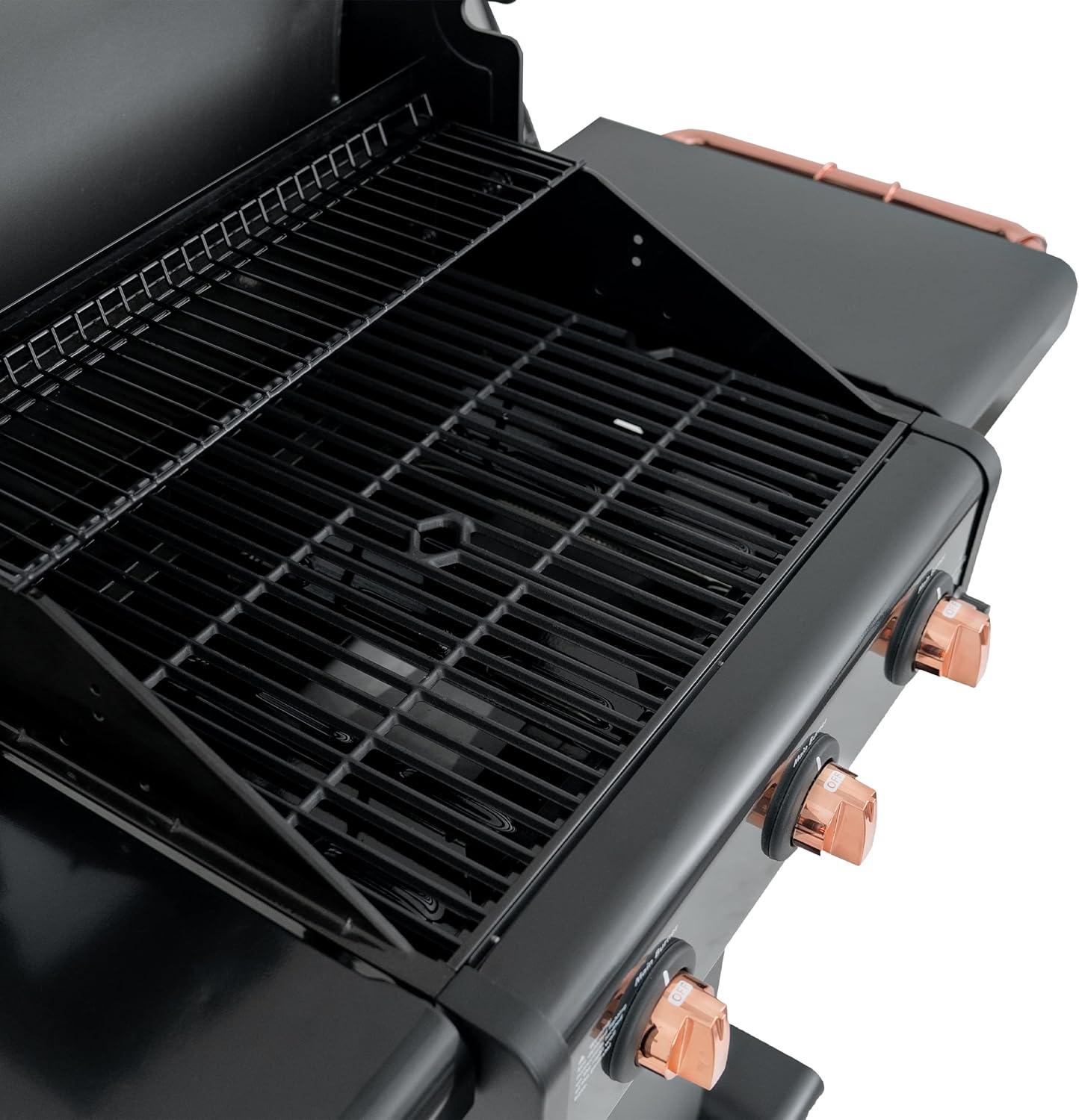 Kenmore 3-Burner Propane Gas Grill with Foldable Side Tables for Outdoor BBQ