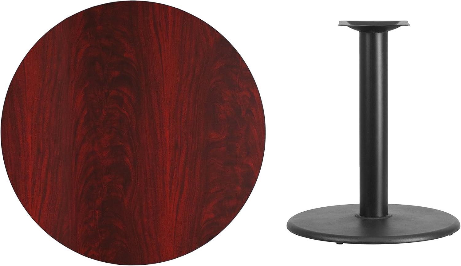 Flash Furniture 36'' Round Mahogany Laminate Table Top with 24'' Round Table Height Base