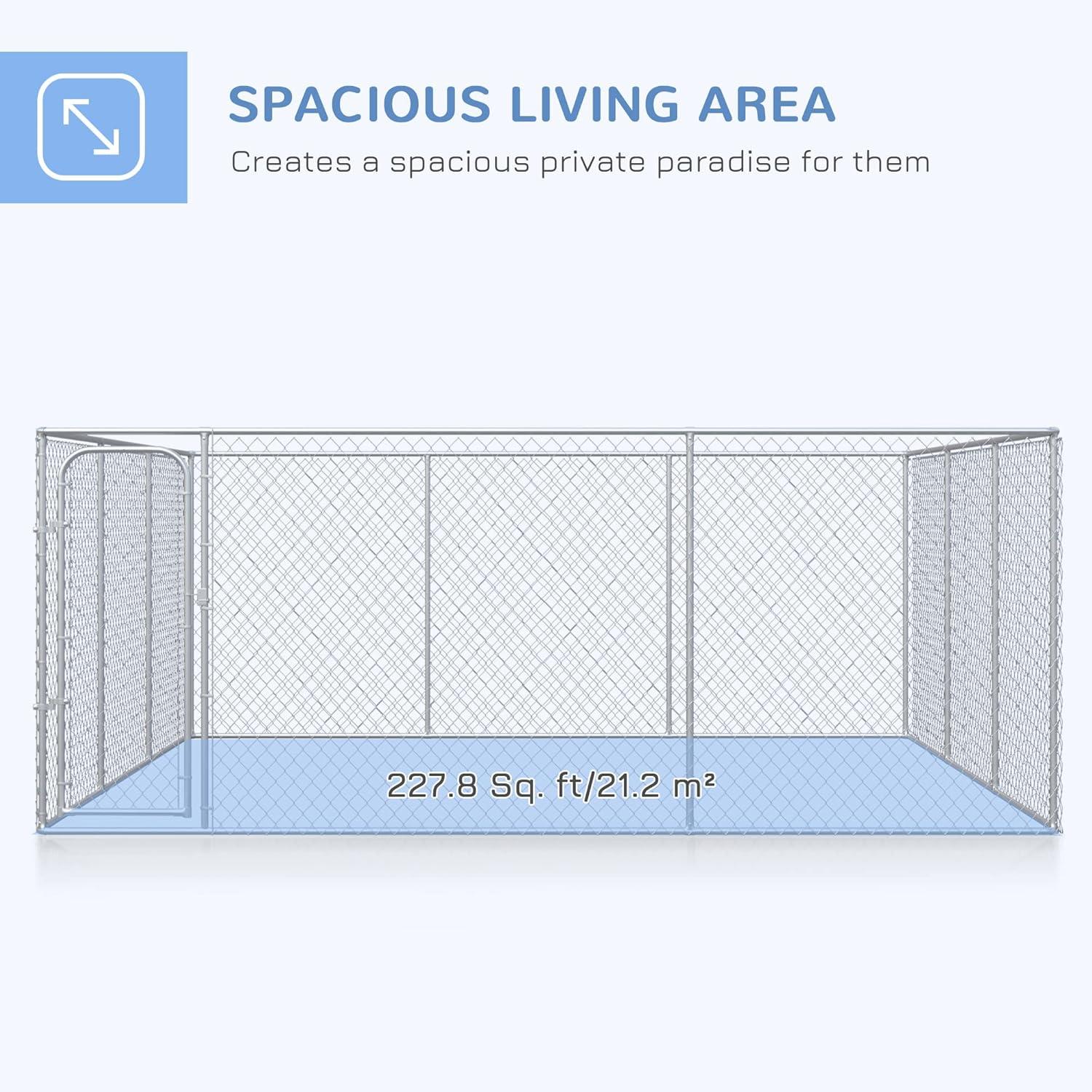 PawHut Galvanized Steel Dog Fence w/ Lockable Doors for Backyard and Patio