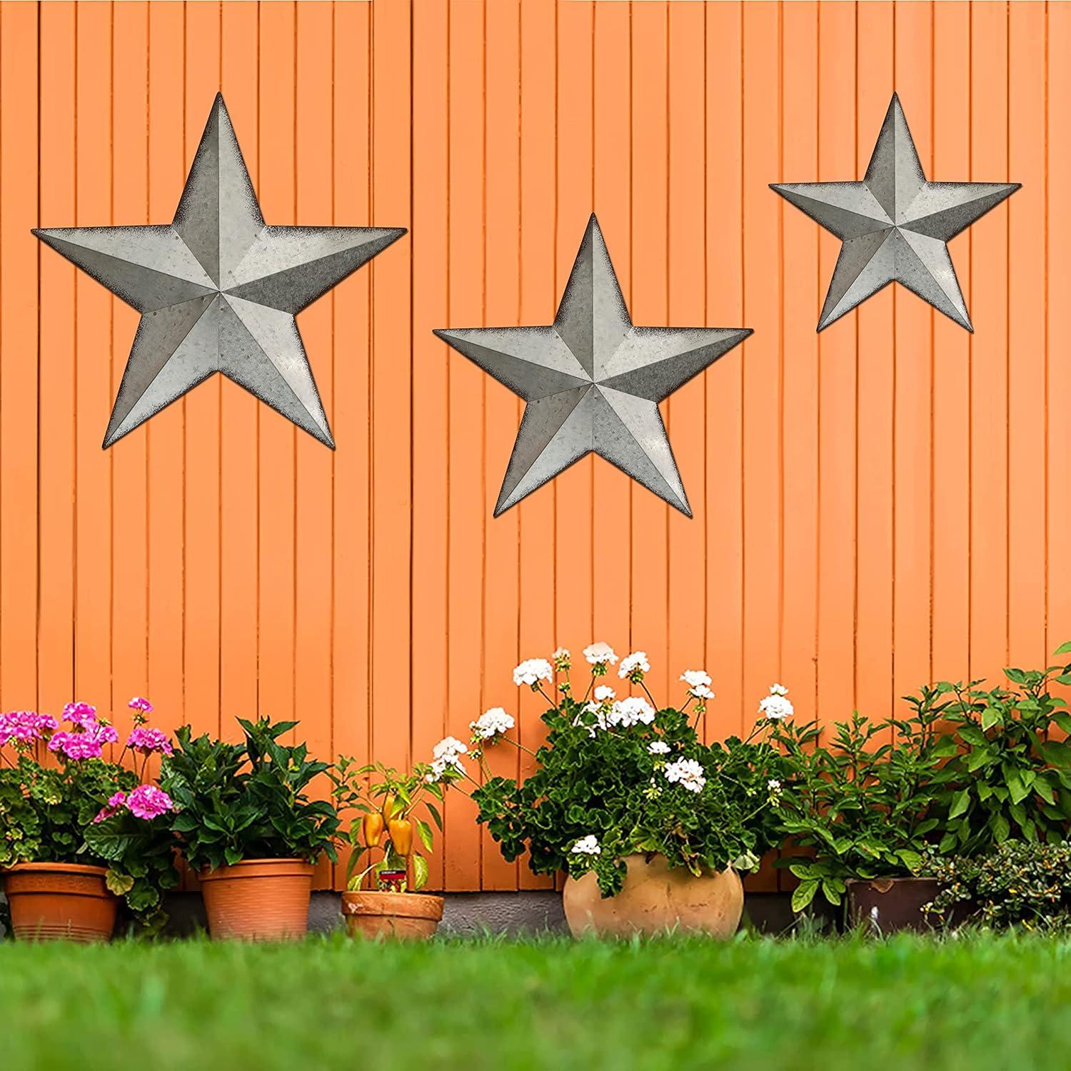 Set of 3 Metal Stars Indoor Outdoor Wall Decors - Olivia & May