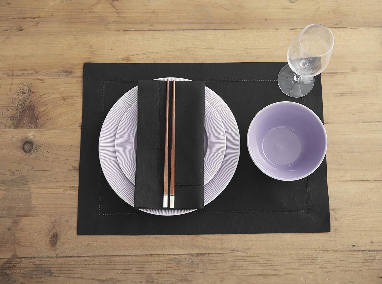 Solino Home Cotton Linen Hemstitch Dinner Napkins (Set of 4)