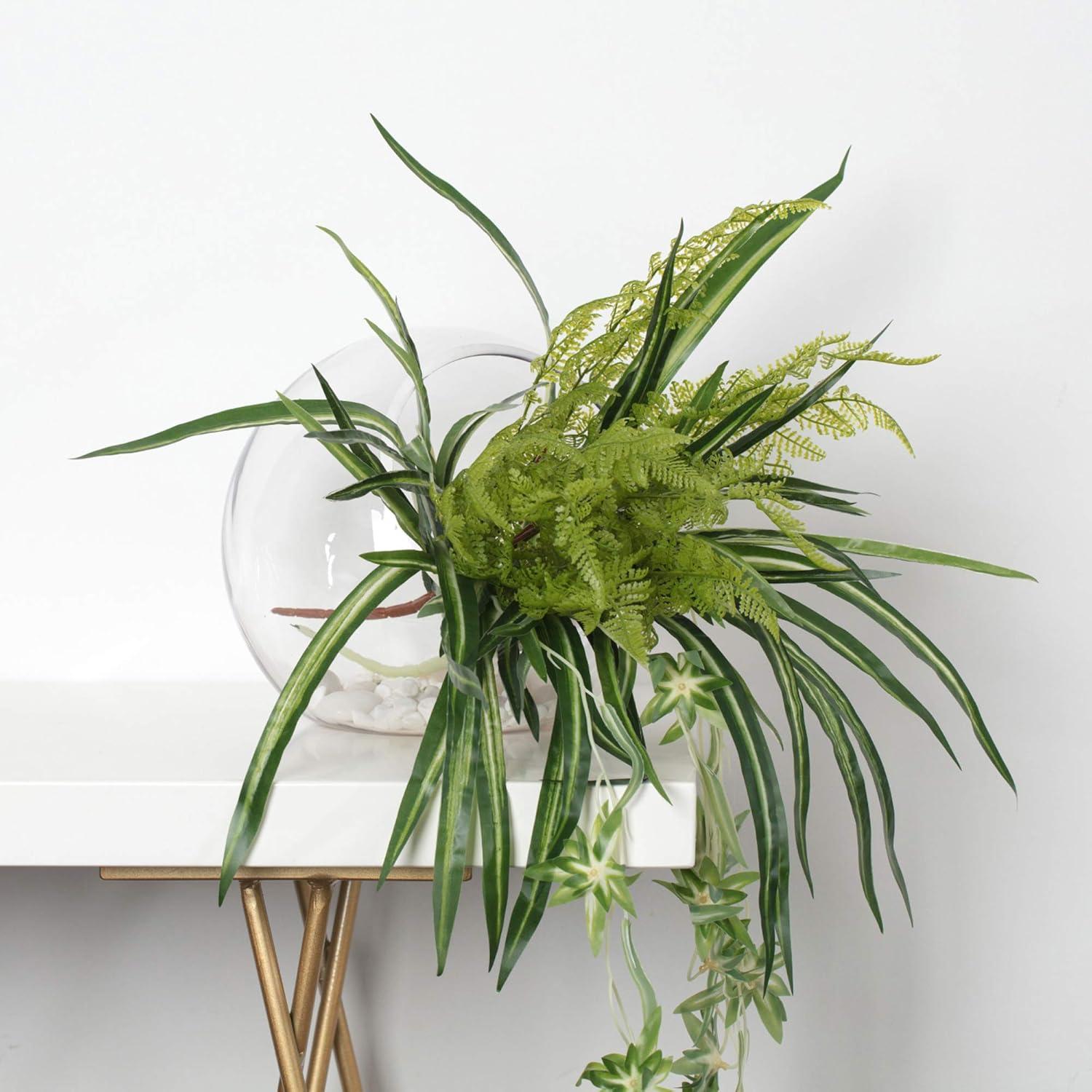 WGV Slant Cut Bowl Glass Vase, Width 9", Height 9", Clear Round Globe Planter Terrarium Orb, Candy Dish, Fruit Jar, Floral Container for Home Office Decor, 1 Piece