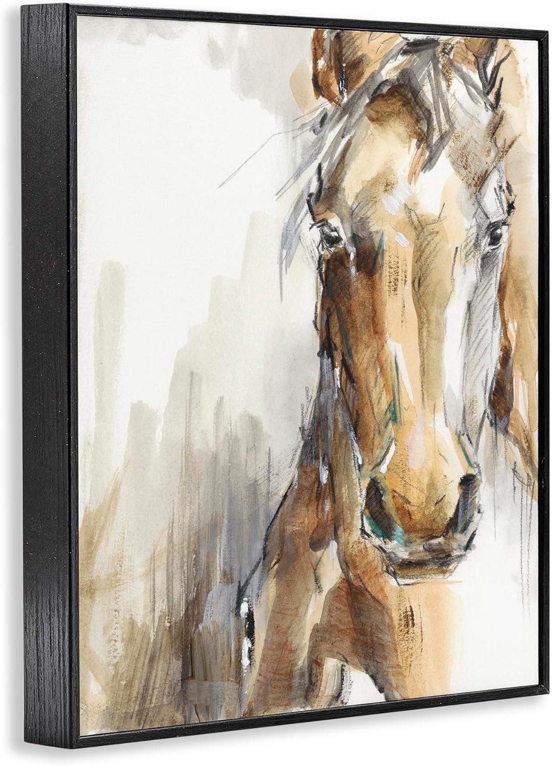 Stupell Industries Horse Portrait Orange Brown Animal Watercolor Painting Framed Wall Art by Ethan Harper