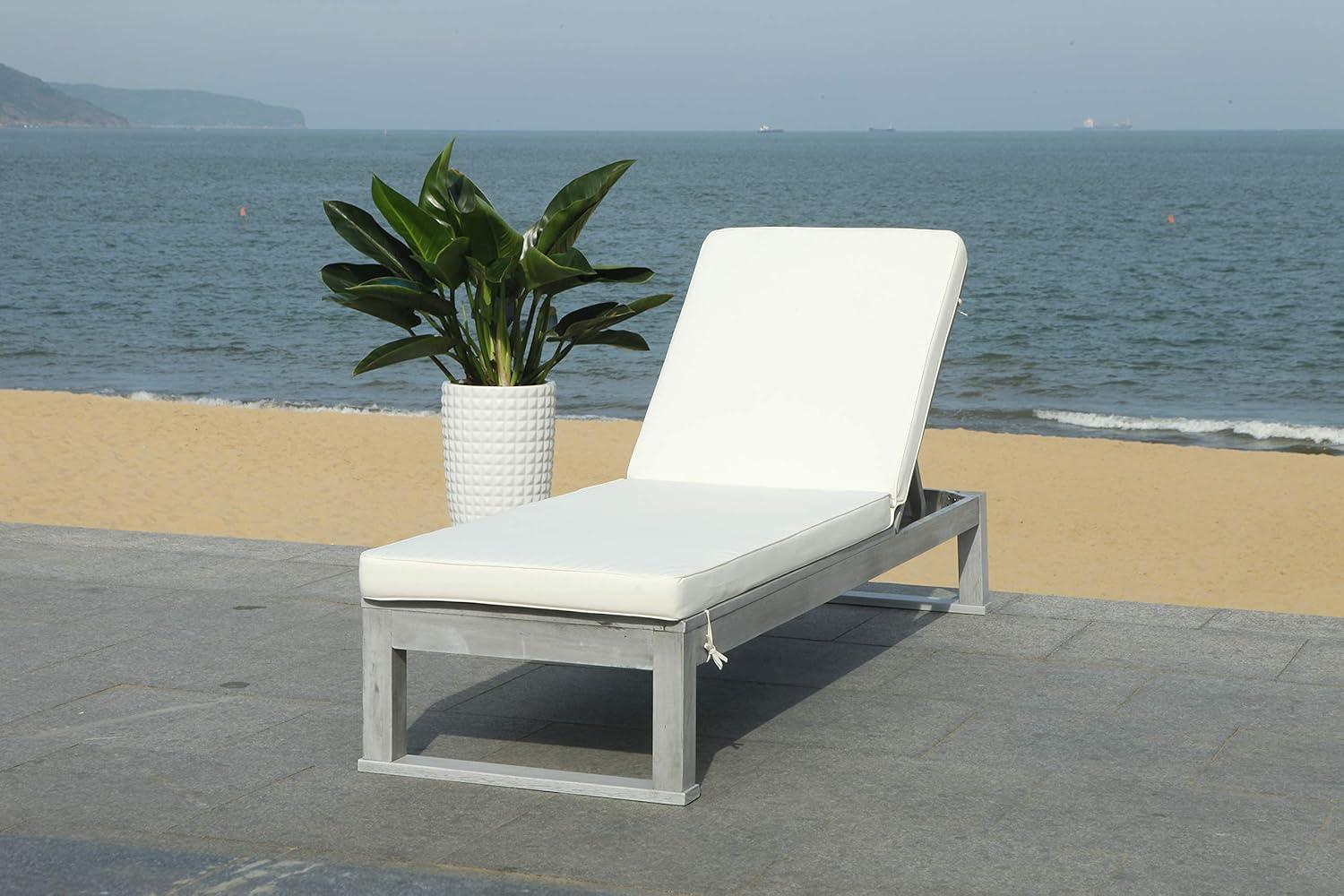 Solano Sunlounger - Outdoor - PAT7024 - Black/Beige -Safavieh