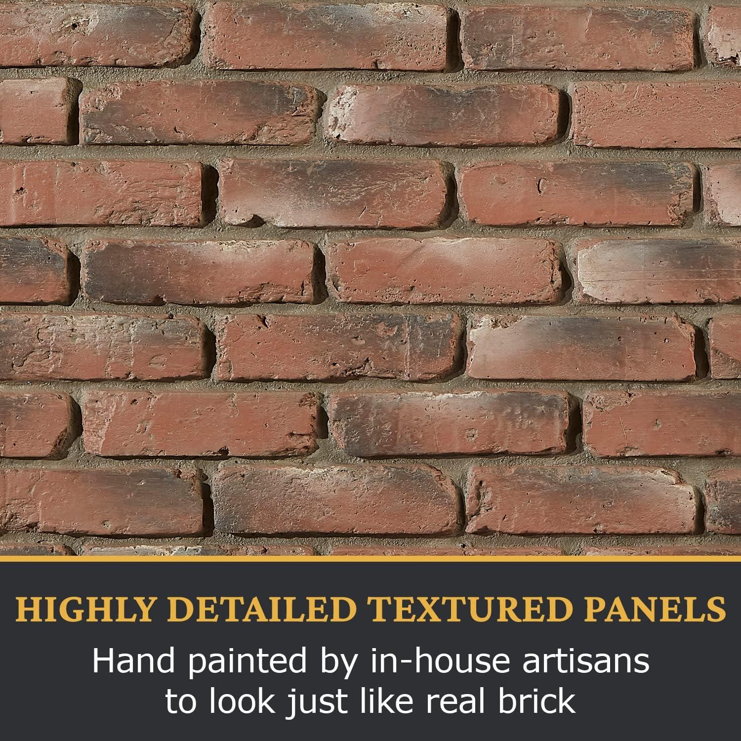 Faux Brick 3D Textured Wall Panel | Old Medford Brick | 47"L x 32"H x 1"D |1 Panel| Historic Brick