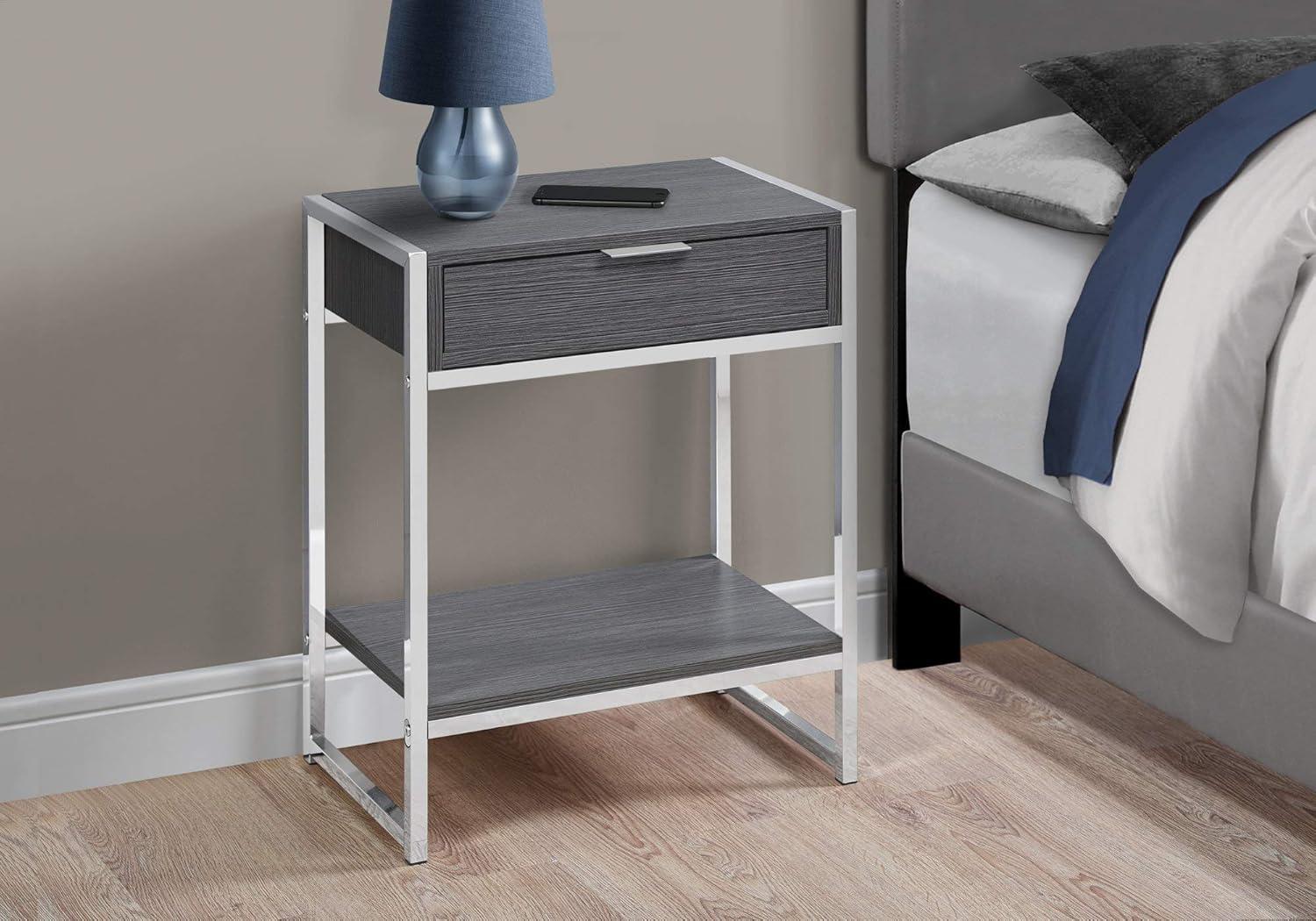 Monarch Specialties ACCENT TABLE - 24H / GREY / CHROME METAL