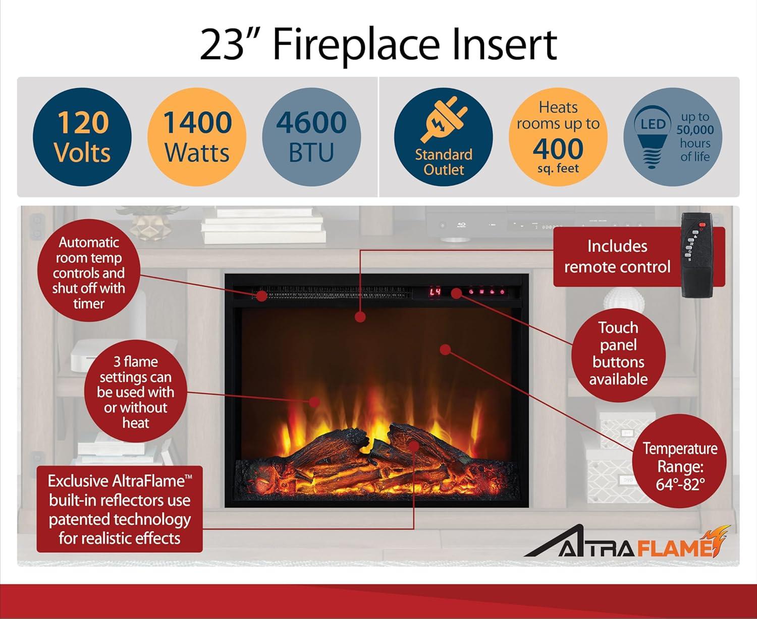 Ameriwood Home Farmington Electric Fireplace Space Heater TV Console for TVs up to 60", Natural