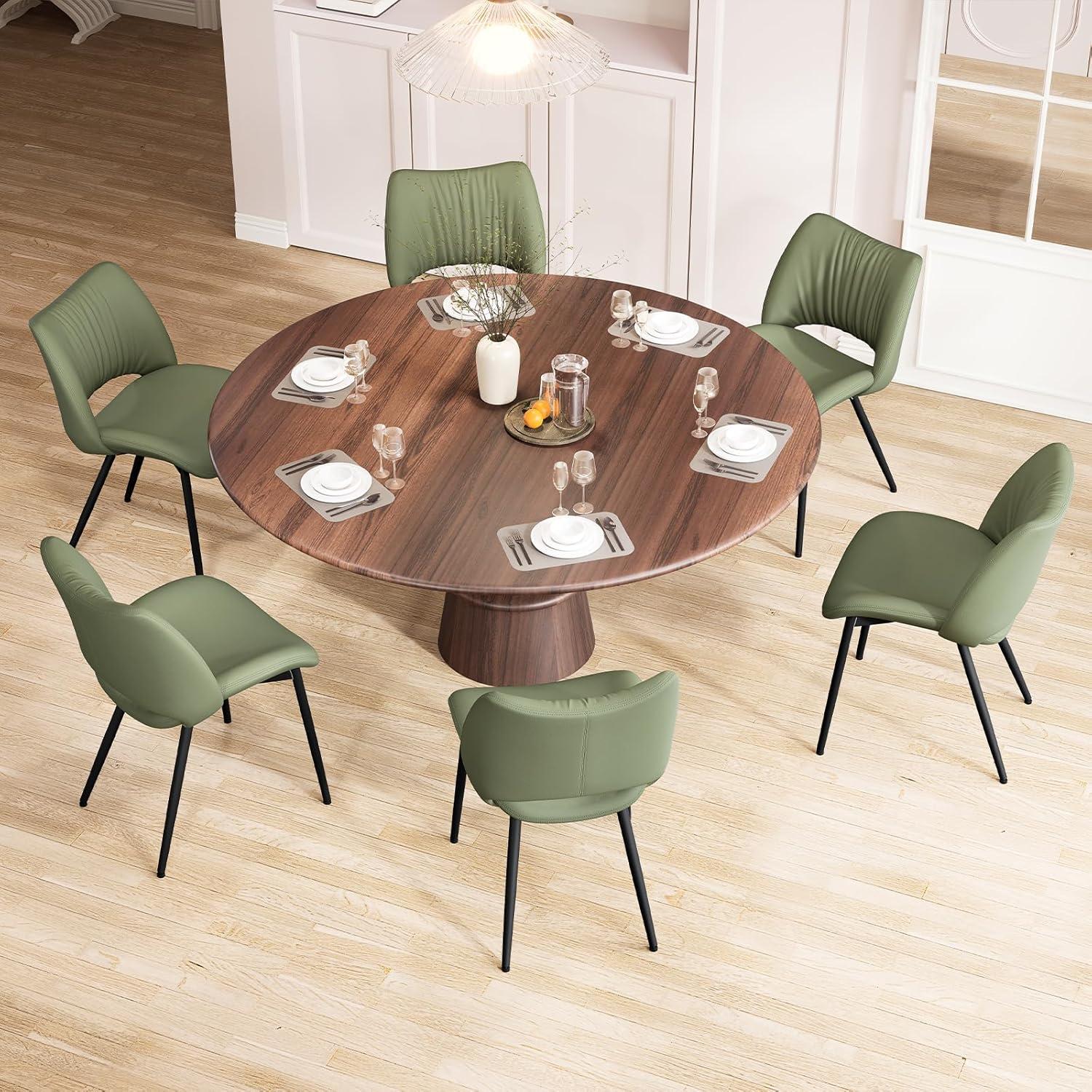 Mackensie Upholstered Dining Chairs Faux Leather Kitchen Chairs with Metal Legs