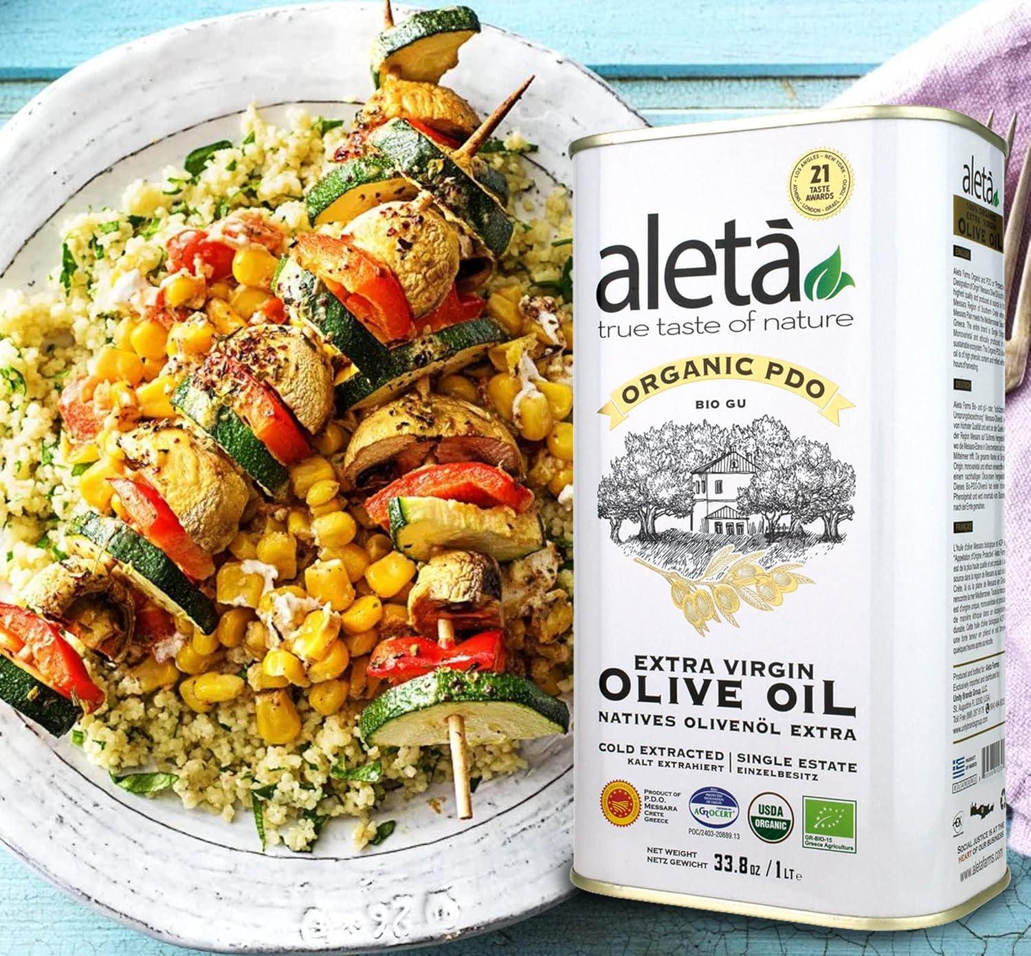 Aleta Organic Greek Extra Virgin Olive Oil in Metal Tin