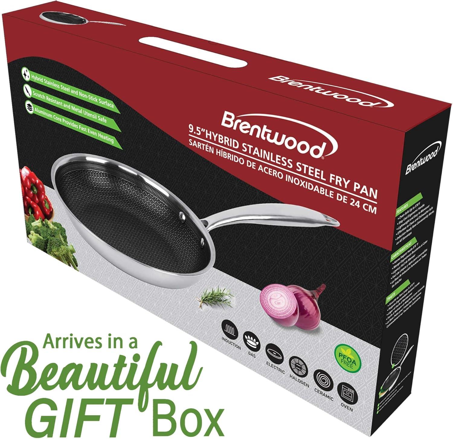 Brentwood 3-Ply Hybrid Non-Stick Stainless Steel Induction-Ready Frying Pan (11 In.)