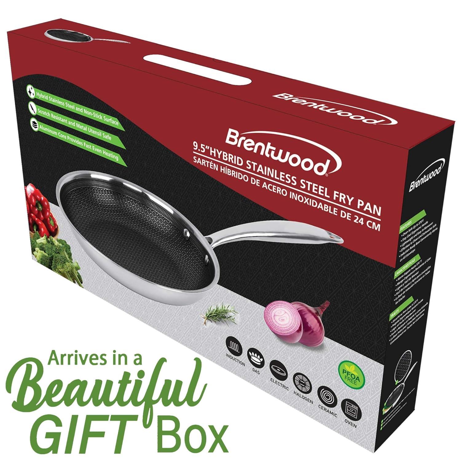 Brentwood 3-Ply Hybrid Non-Stick Stainless Steel Induction-Ready Frying Pan (11 In.)