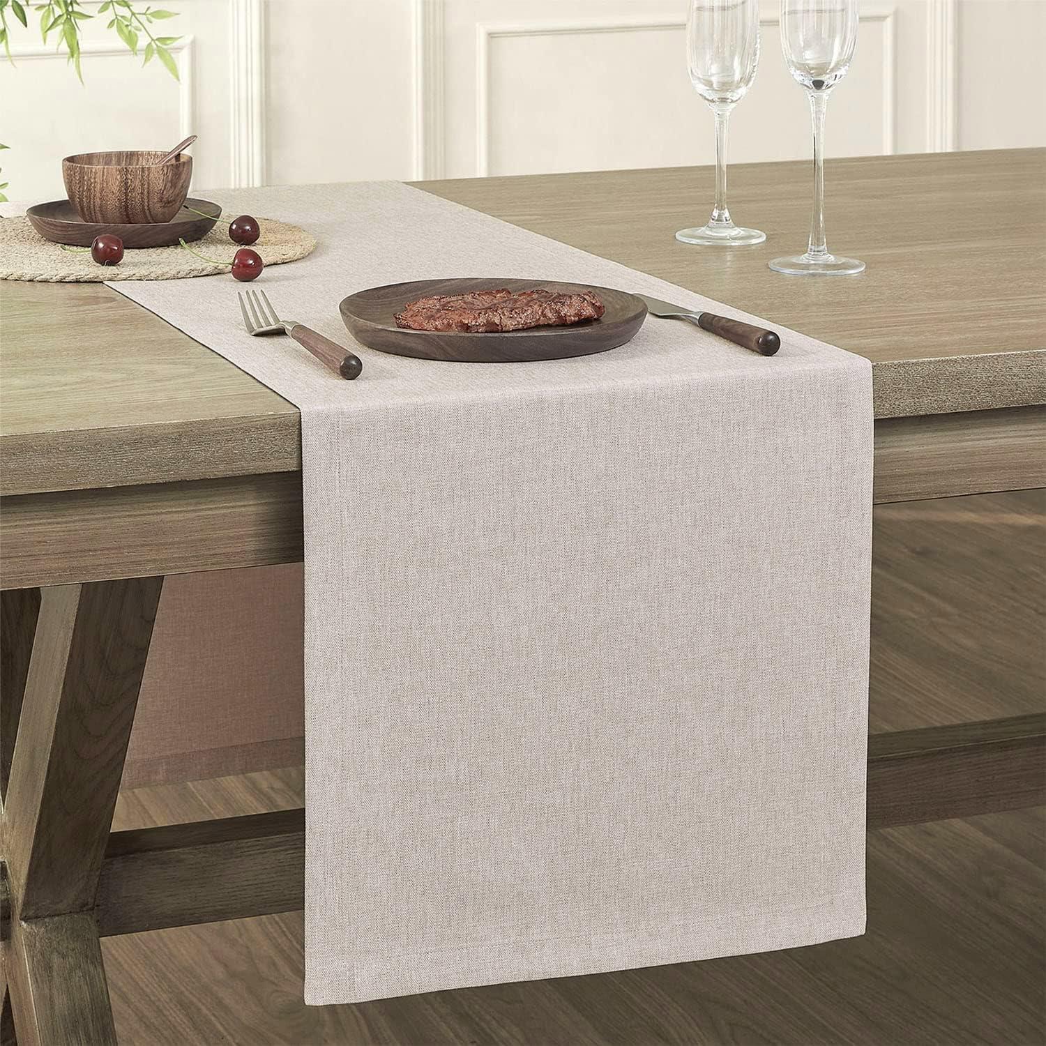 Design Imports Stone Brown Solid Chambray Table Runner 14X72