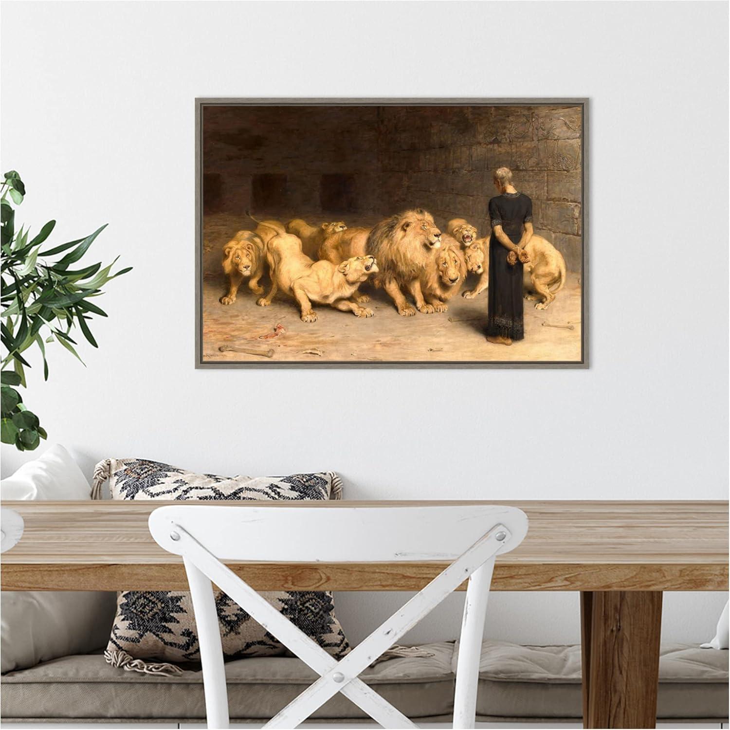 Amanti Art Daniel in the Lions Den 1872 by Briton Riviere Framed Canvas Wall Art