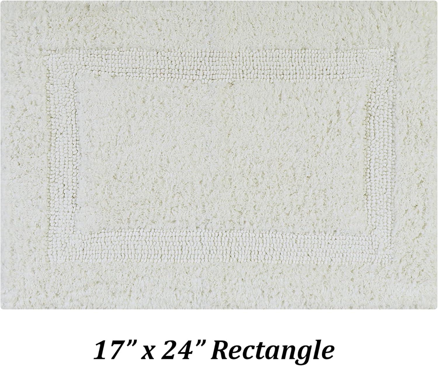 Better Trends Lux 100% Cotton Tufted Solid Reversible Bath Rug Set 2 PC (17" x 24" | 17" x 24") - Ivory