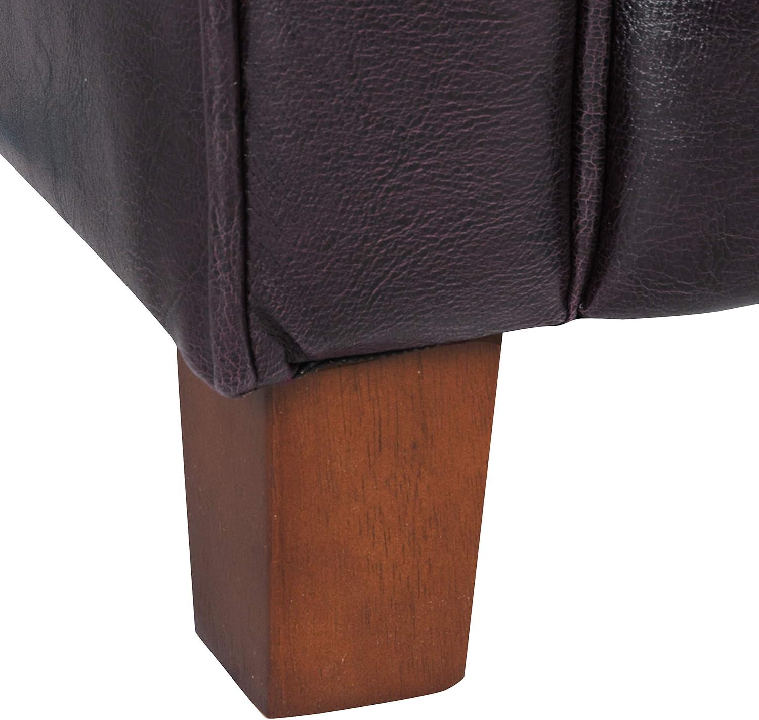 Kids Dark Brown Faux Leather Club Chair with Wood Legs