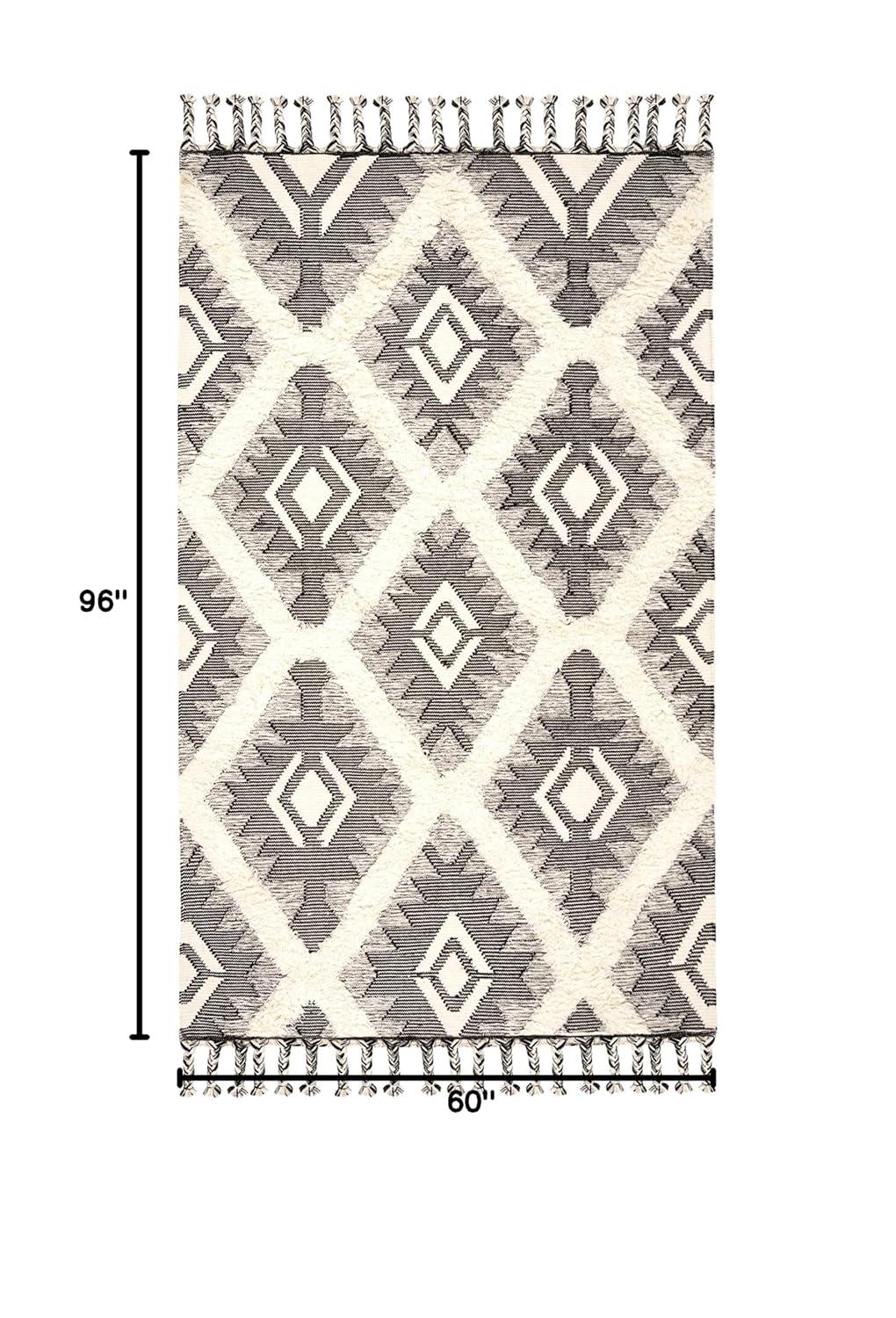 Foundry Select Cedarvale Kenya Hand Knotted Wool/Cotton Southwestern Rug in Ivory/Black