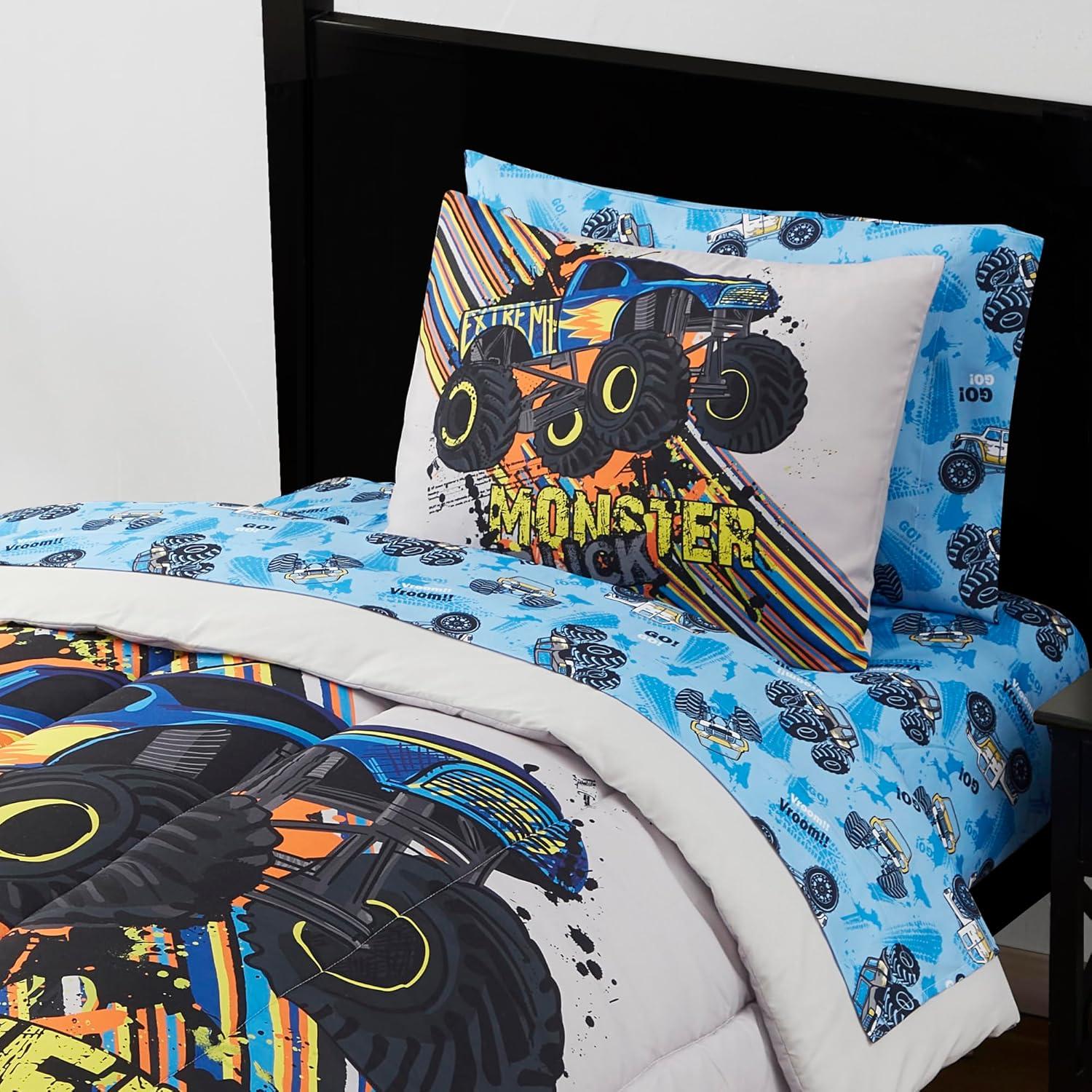Sweet Home Collection Kids Monster Truck Printed Bed in a Bag Comforter & Sheet Set