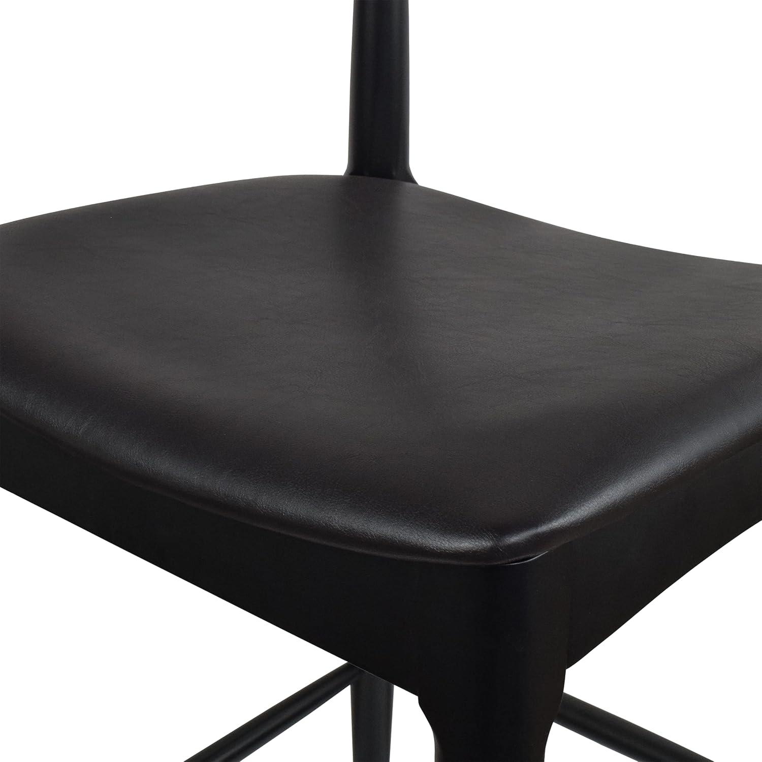 Set of 2 Black Wood Counter Stools with Faux Leather Seats