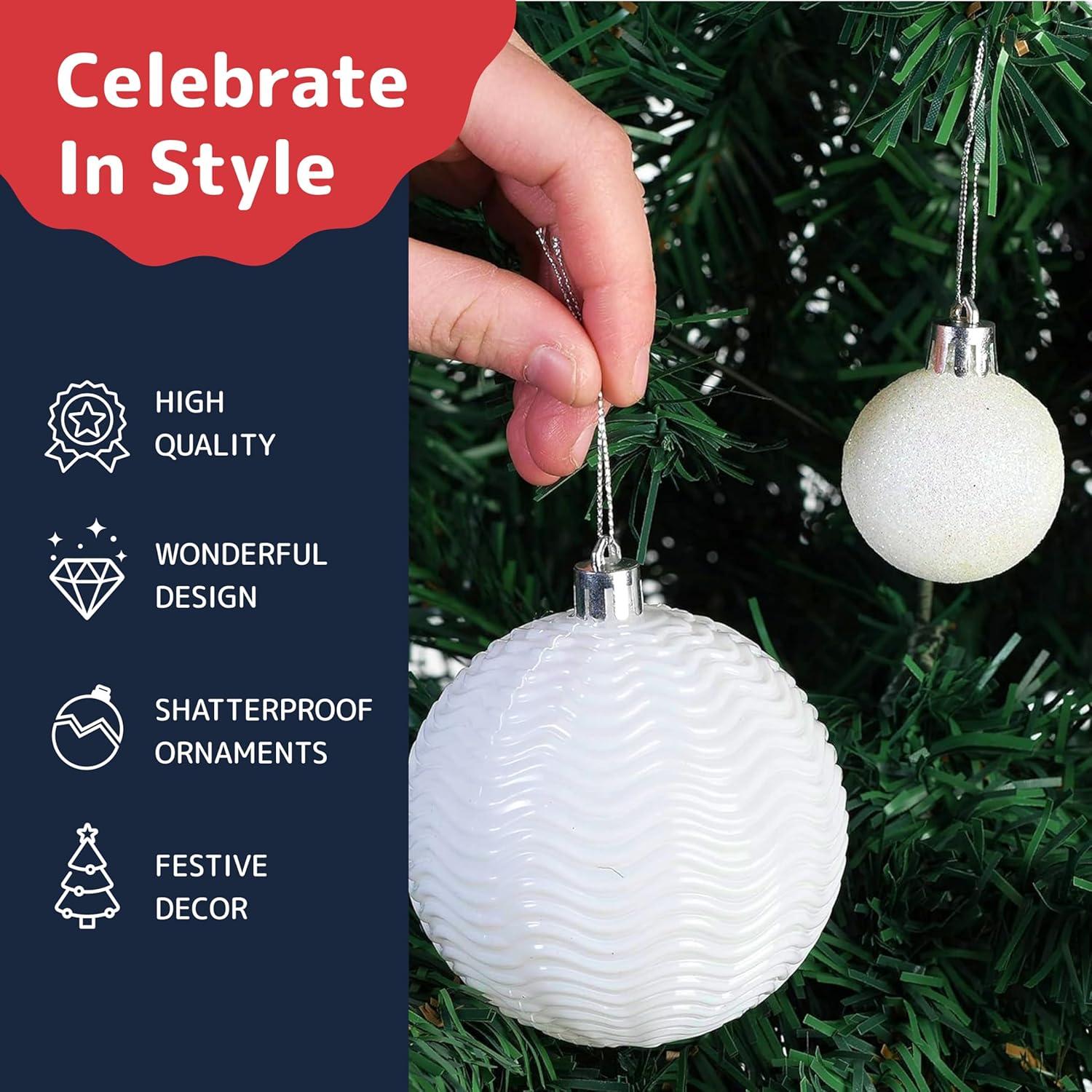 PREXTEX Christmas Ball Ornaments- 36 pcs, Silver