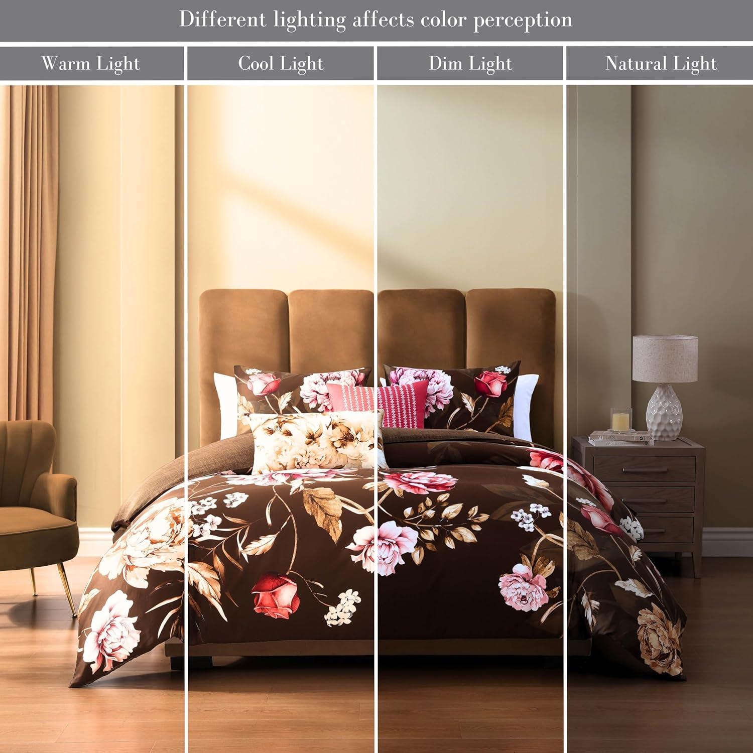 BeBeJan Bebejan Floral Garden on Mocha 100% Cotton 5-Piece Reversible Comforter Set