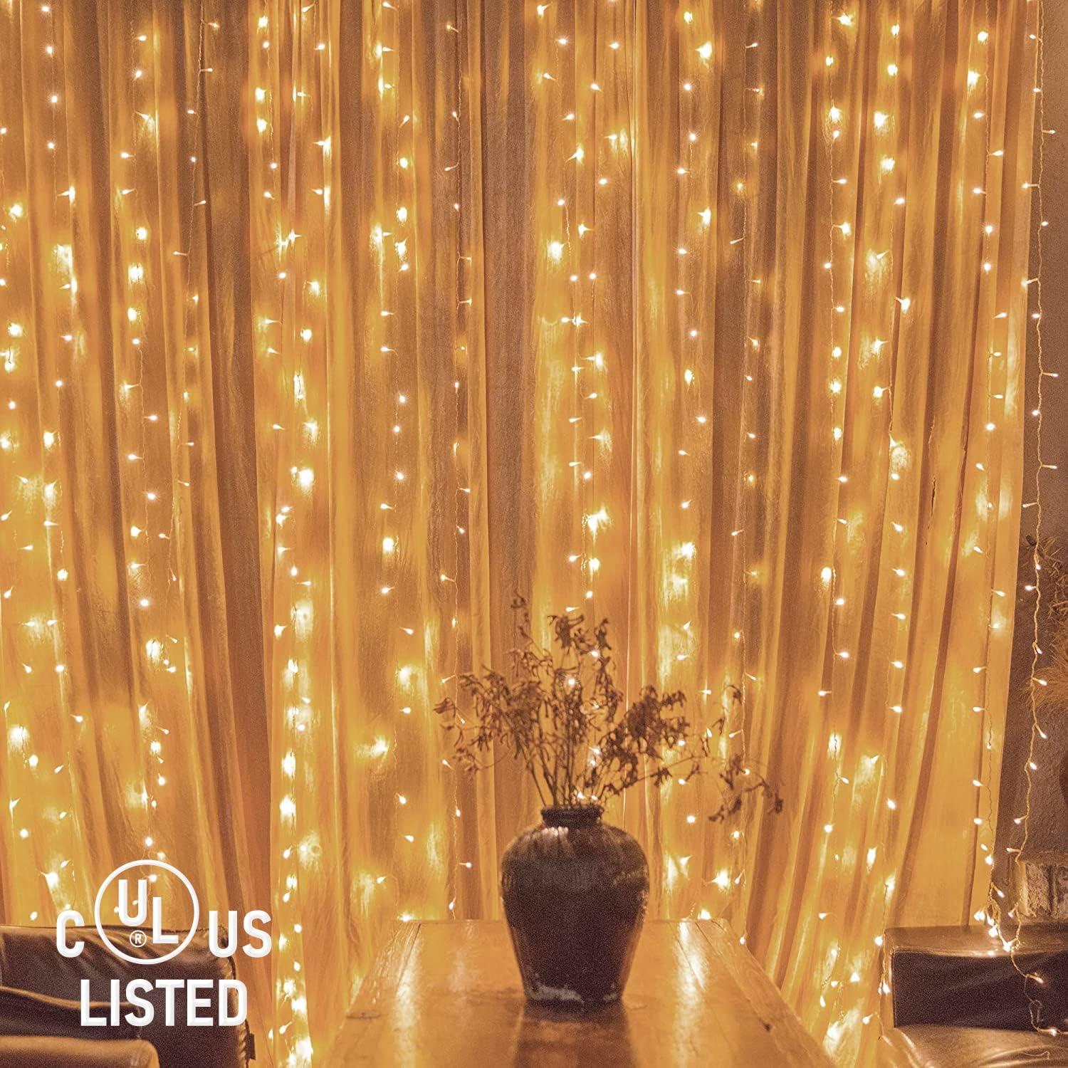 Warm White 300 LED Outdoor Curtain String Lights