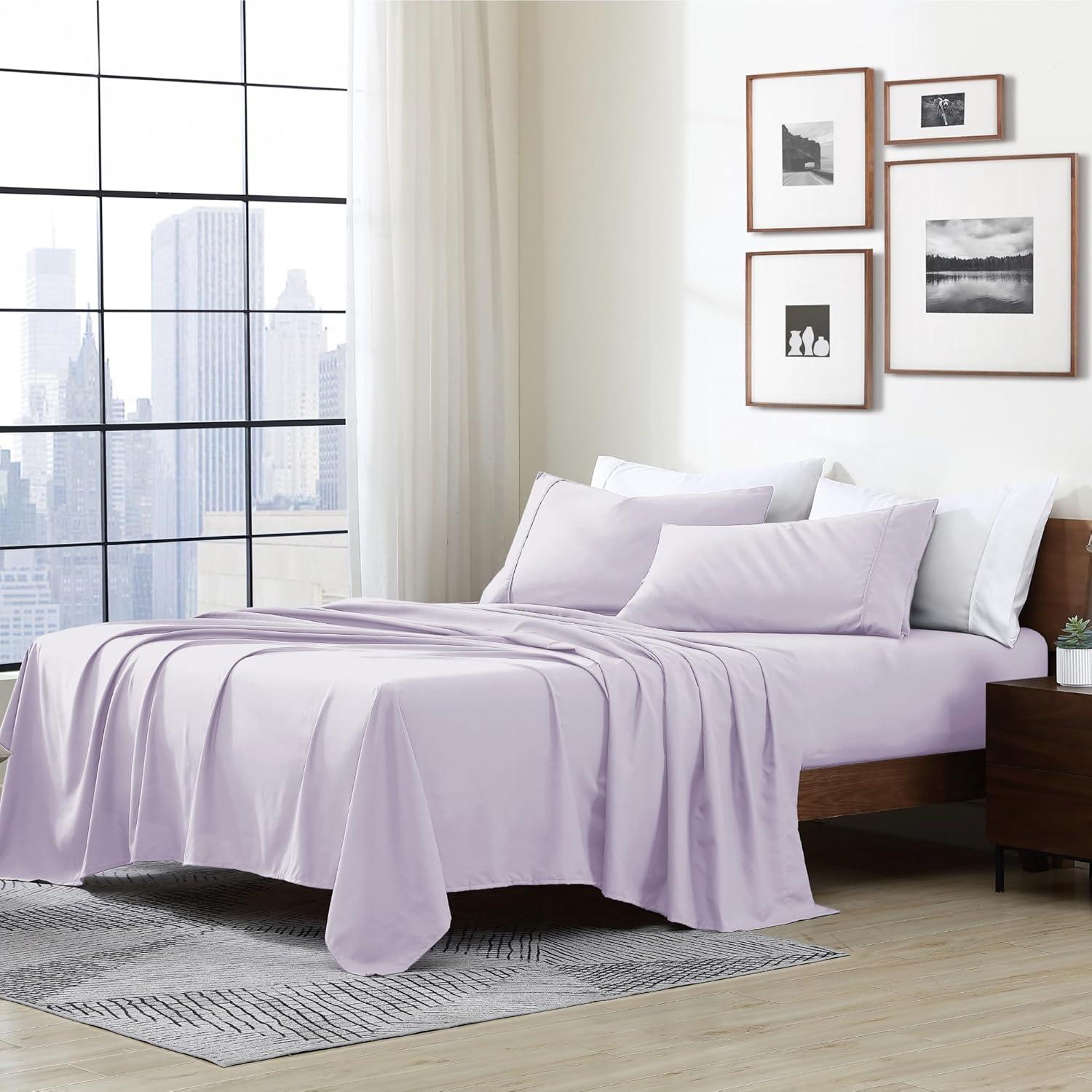 Swift Home | 3-Piece Solid Microfiber Sheet Set Lavender Twin XL
