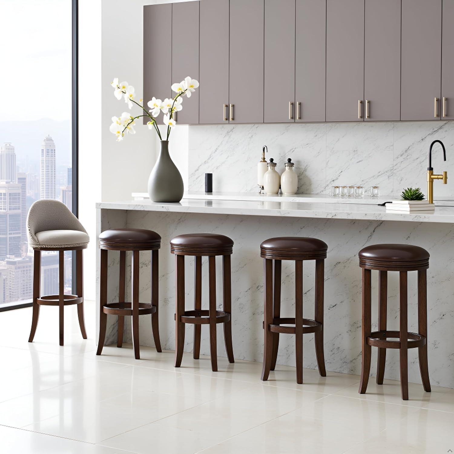 Natick Solid Rubber Wood Counter And Bar Stool