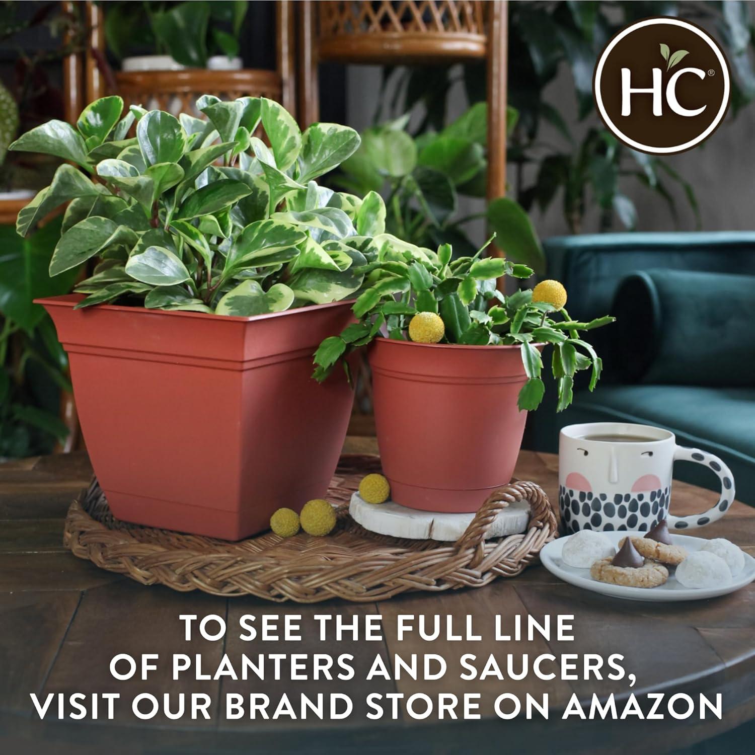 The HC Companies Eclipse Round Planter with Saucer - Outdoor & Indoor Plant Pot with Drainage Holes - Lightweight, UV-Resistant Plastic Pots for Plants, Flowers & Herbs (10" Slate Blue, Pack of 1)