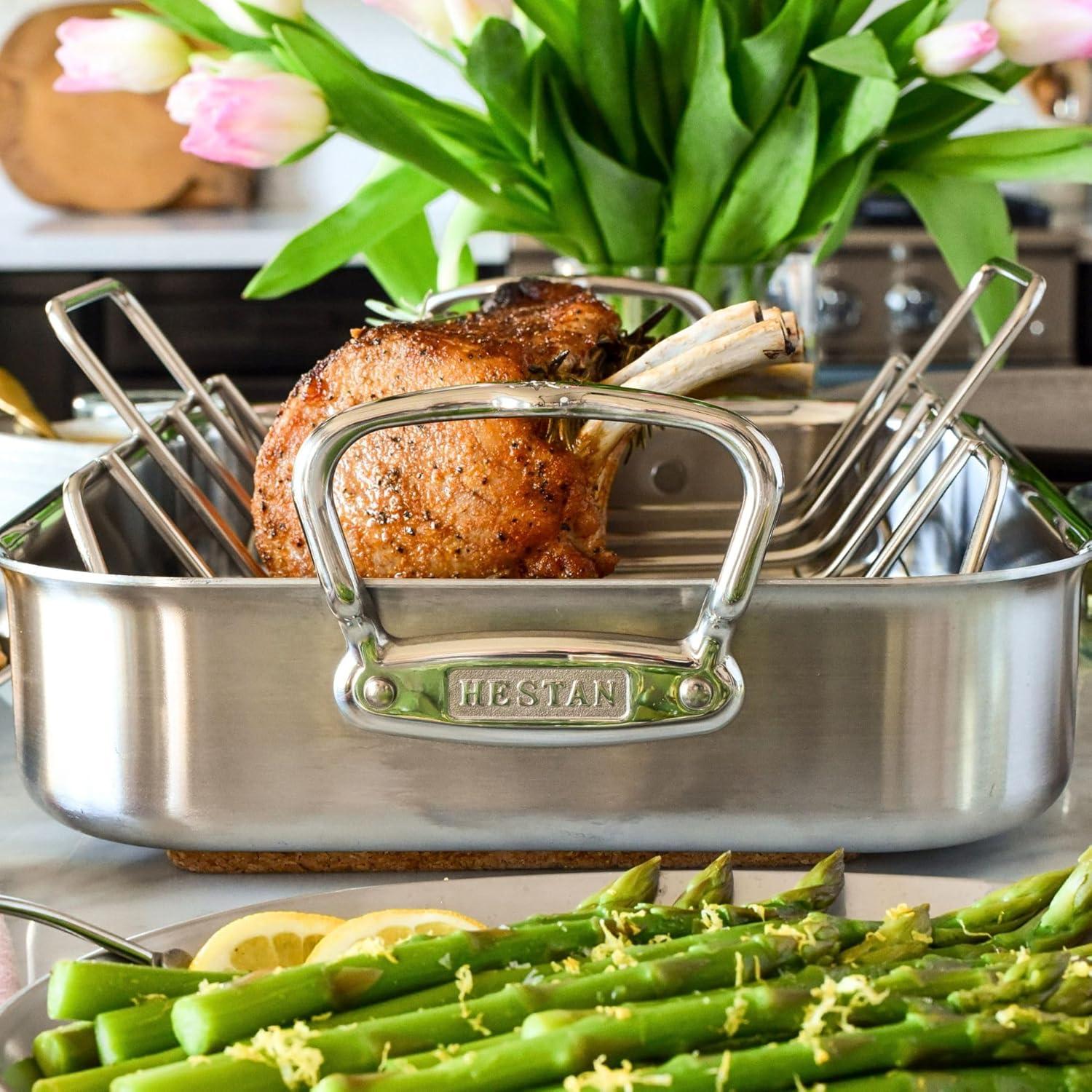 Hestan 14.5" Stainless Steel Roaster with Rack and Handles