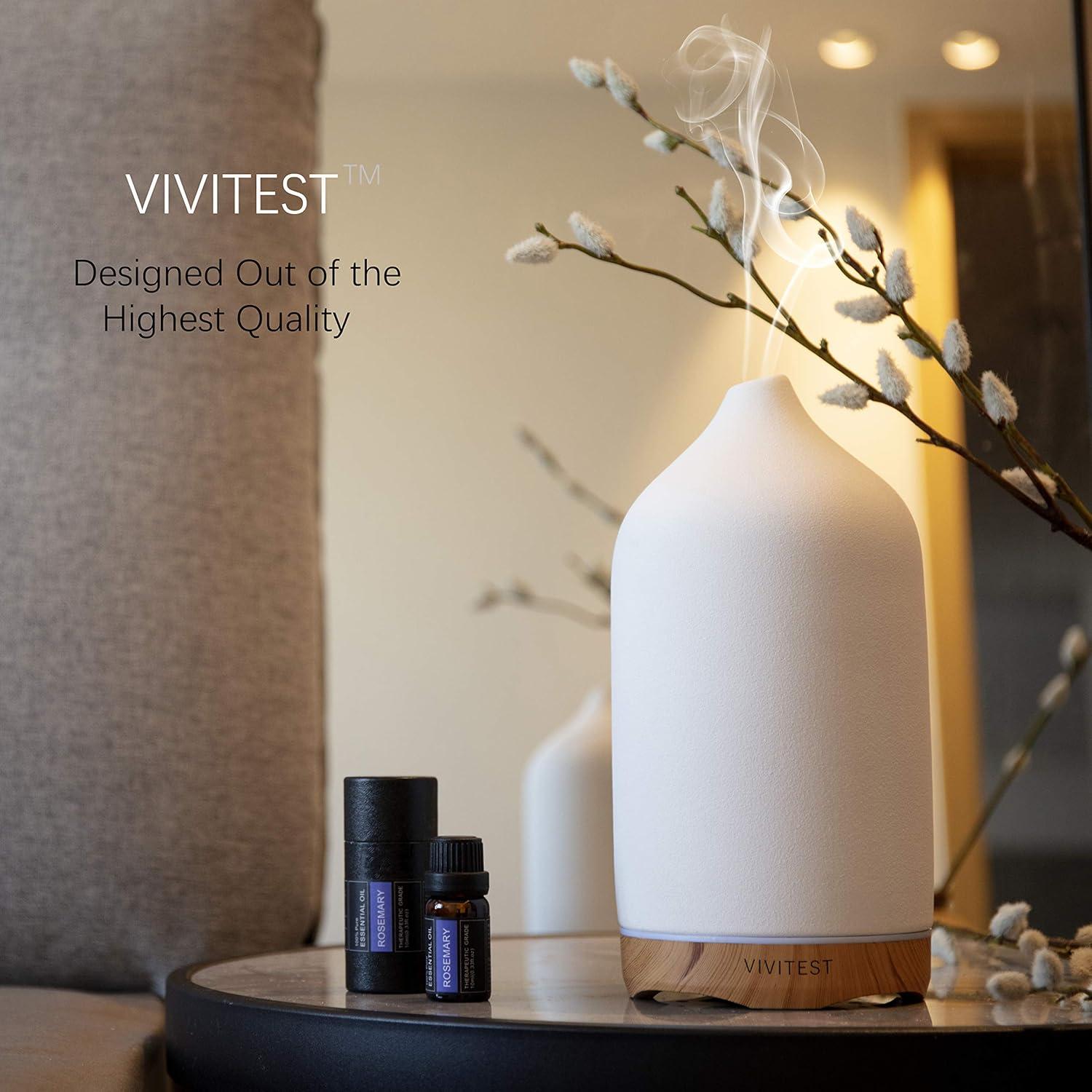 VIVITEST Aromatherapy Diffuser,Ceramic Ultrasonic Essential Oil Diffuser for Aromatherapy (250ML)