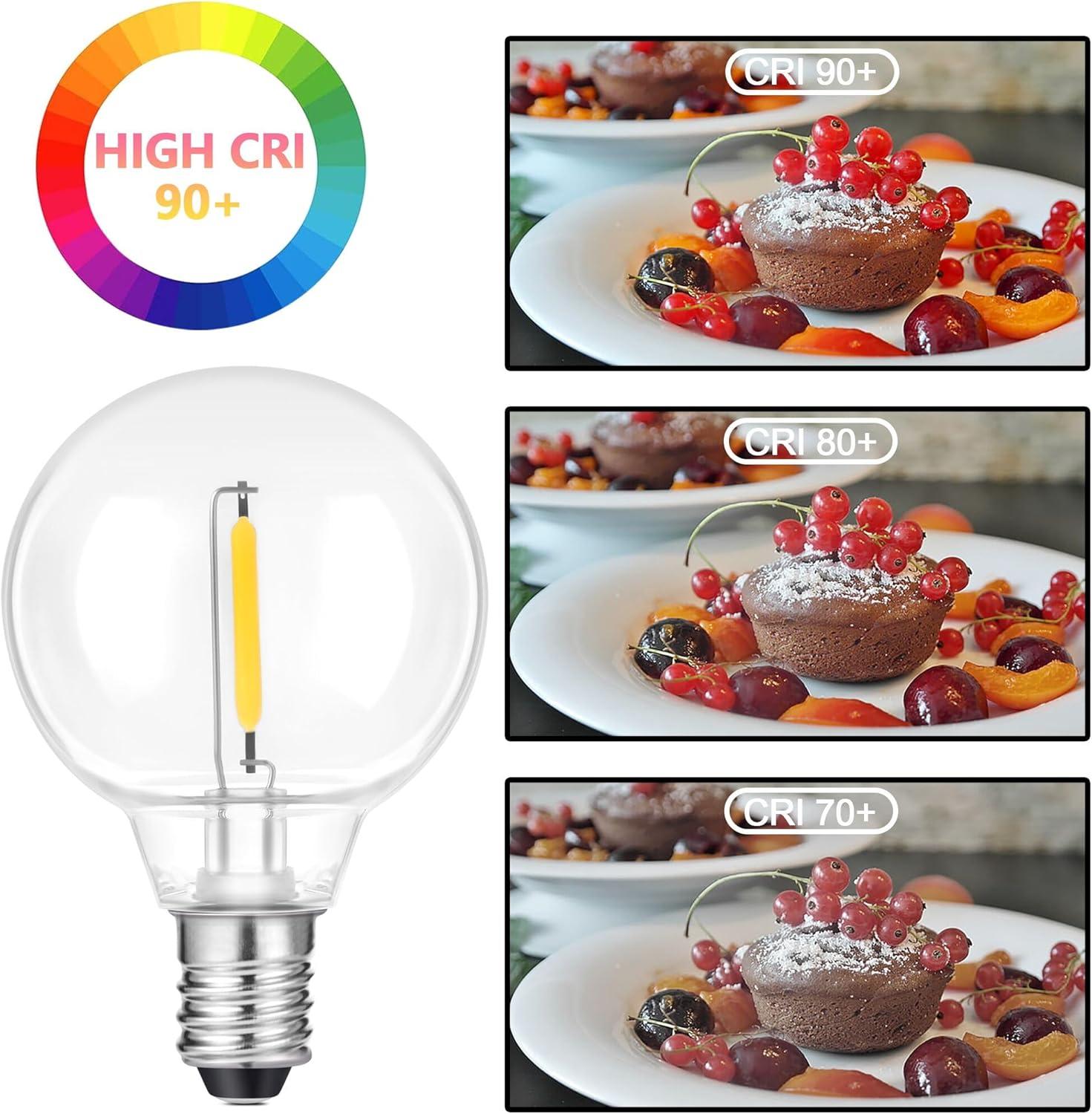 KY G40 Replacement LED Light Bulbs, 25 Pack Clear Globe Bulb fits E12 C7 Candelabra Screw Base Sockets, 1.5 Inch Dimmable Edison Light Bulbs for Indoor Outdoor Patio Decor, Warm White