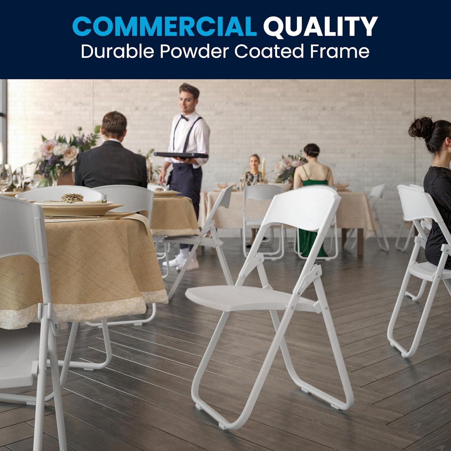 Flash Furniture 2 Pack HERCULES Series 500 lb. Capacity Heavy Duty White Plastic Folding Chair with Built-in Ganging Brackets