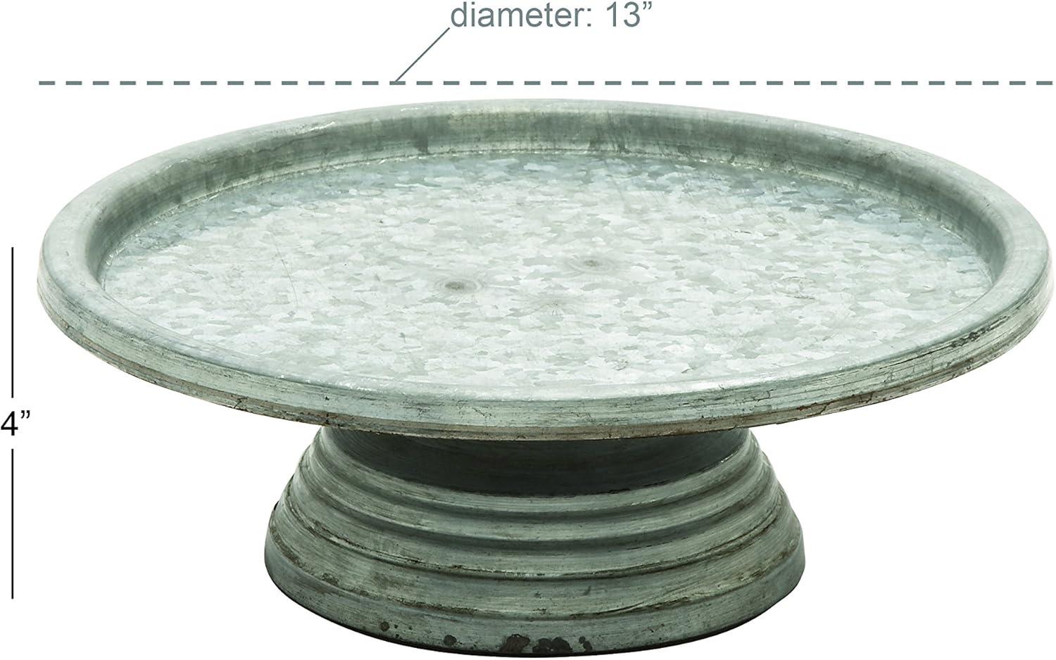 Gray Galvanized Metal Decorative Cake Stand, 14"