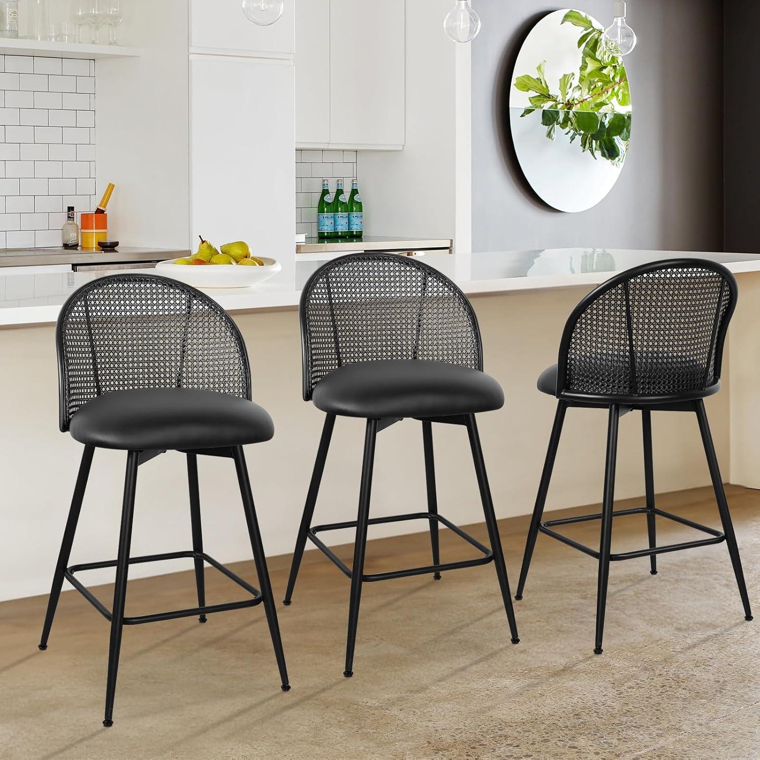 Ayiden Swivel Boucle Upholstered Counter & Bar Stool (Set of 3)