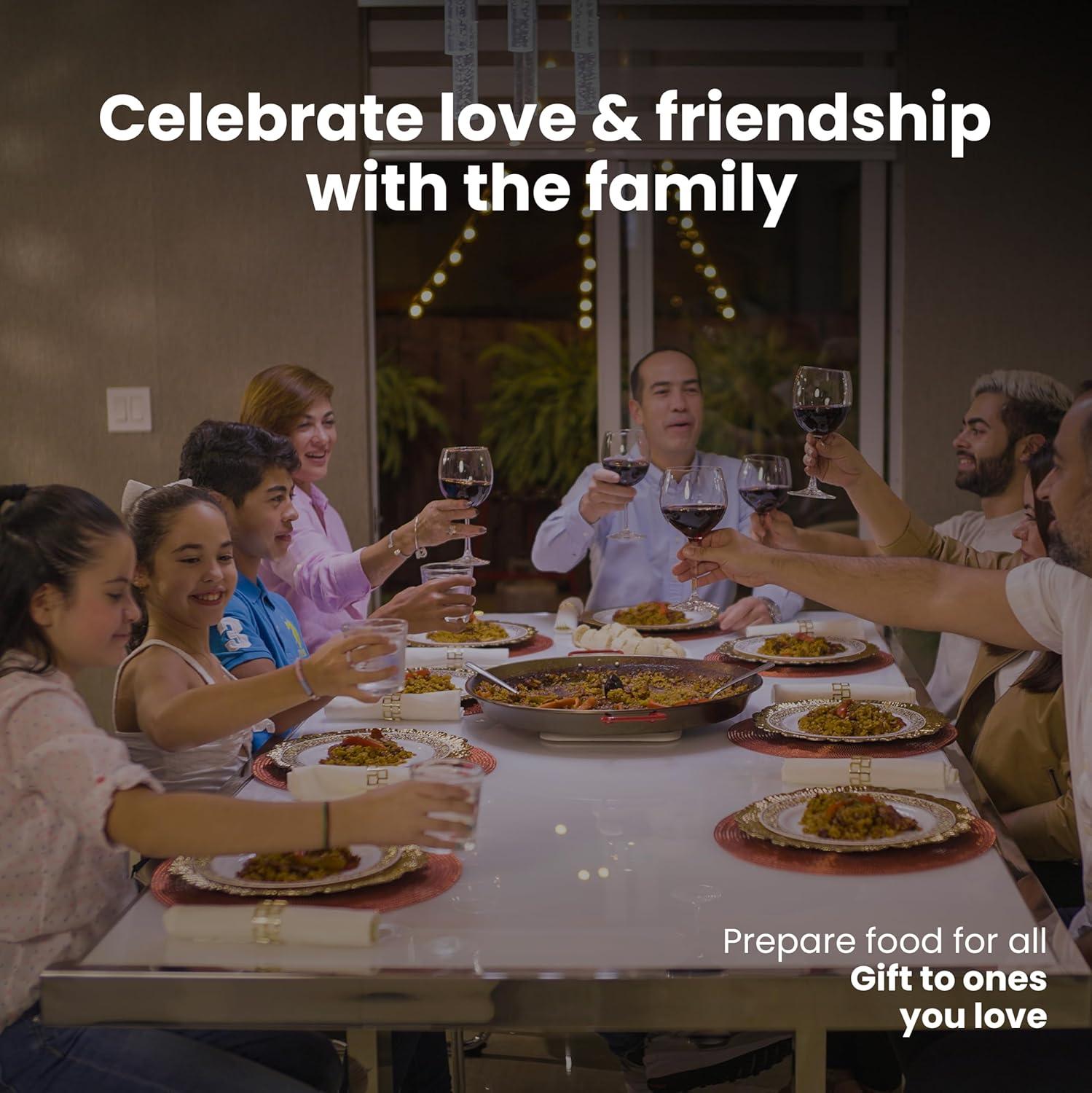 Machika Paella Pan Set with Burner Carbon Steel Outdoor Pan and Legs Manufactured by Garcima (Andreu I 12 Servings)