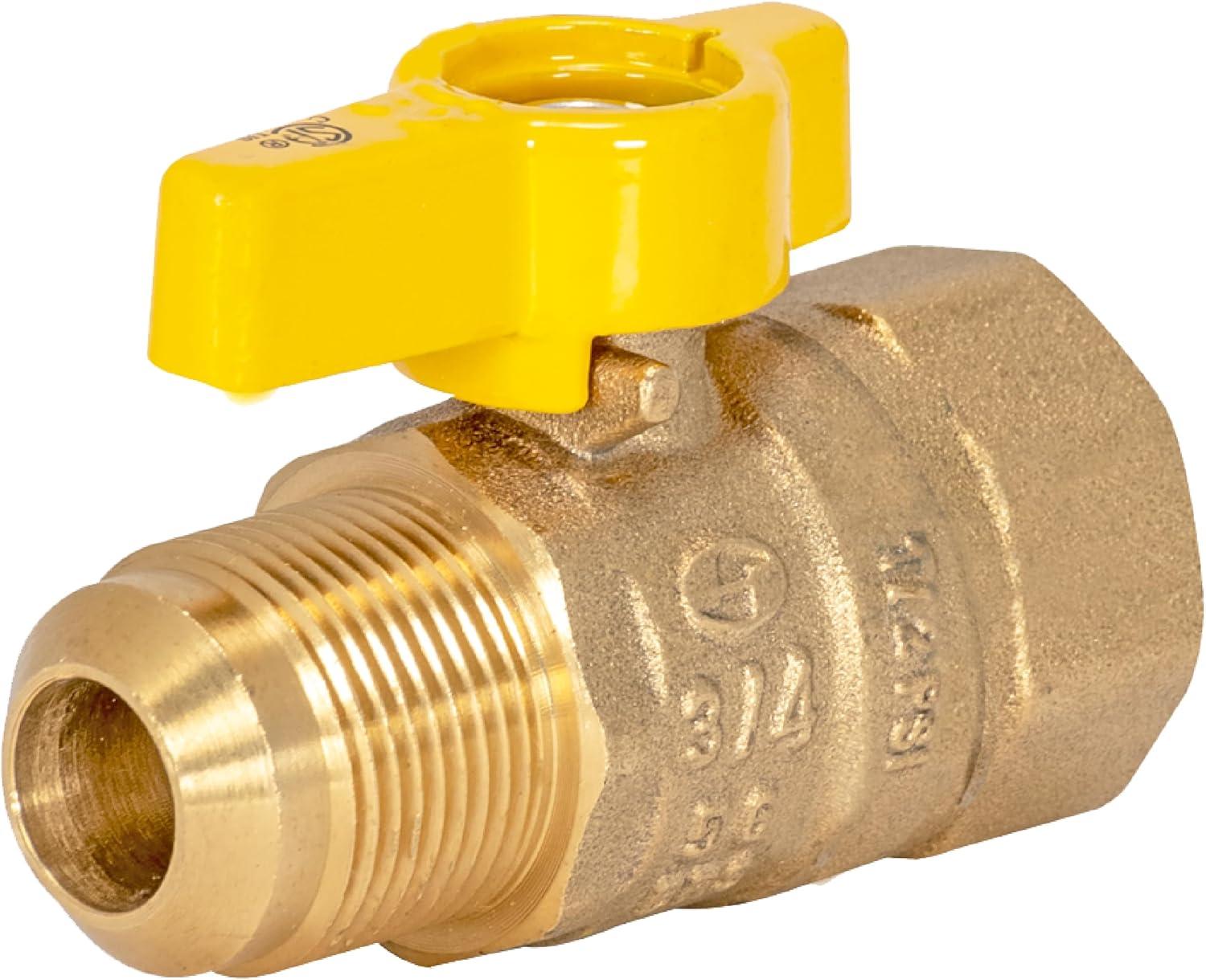 Eastman 3/4-inch Brass Gas Ball Valve with Yellow Handle