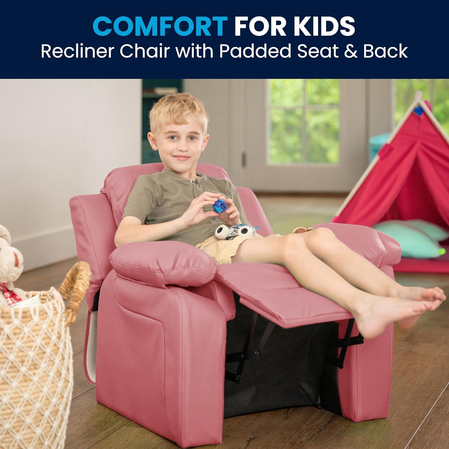 Flash Furniture Deluxe Padded Contemporary Kids Recliner with Storage Arms