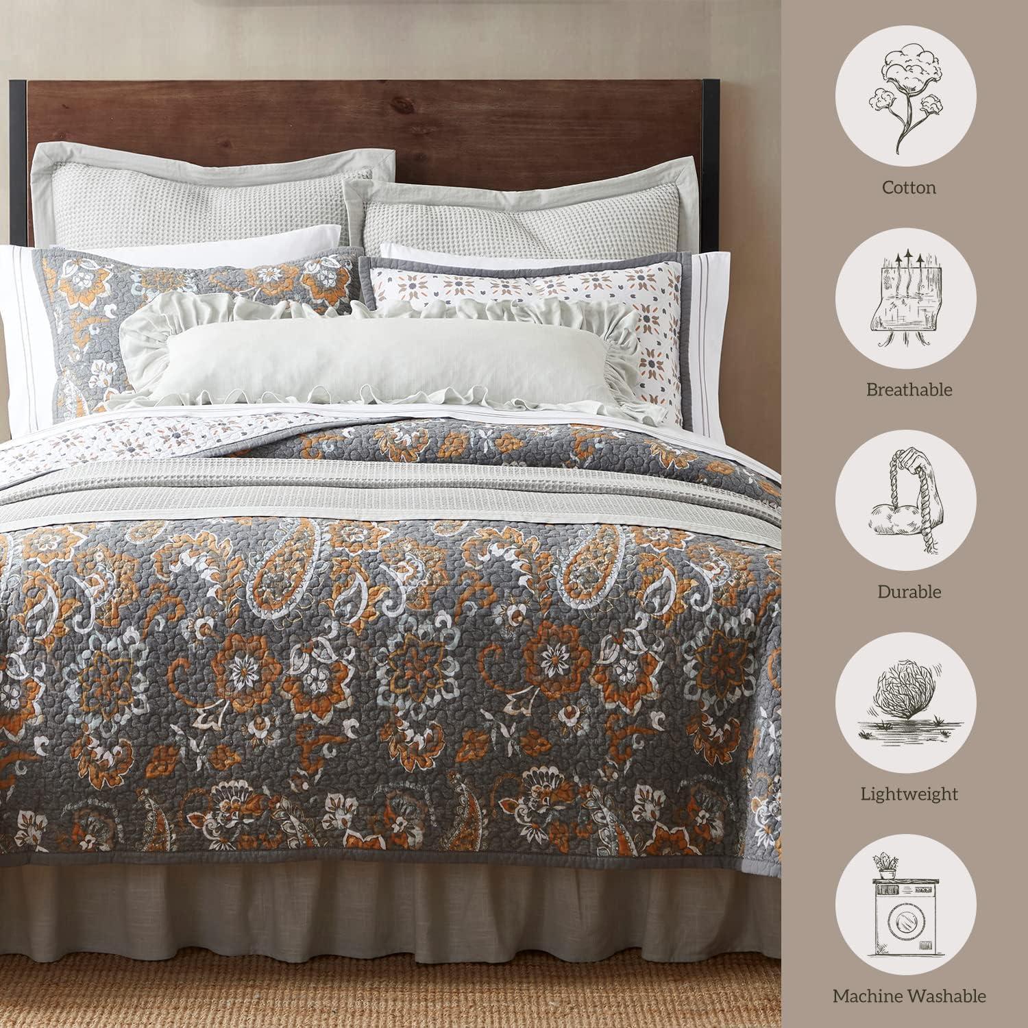 Paseo Road by HiEnd Accents Abbie Cotton Paisley Western Chic Casual Southwestern Reversible Quilt Set